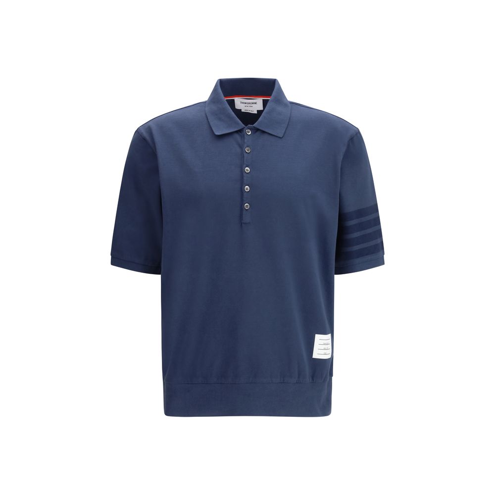 Polo en coton bleu Thom Browne