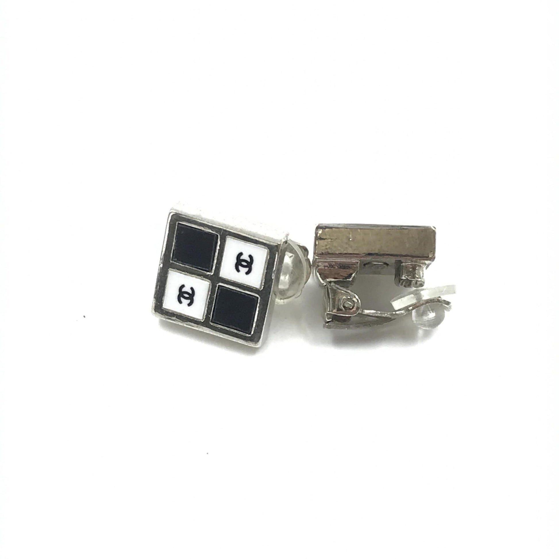 Boucles d'oreilles Chanel Coco Mark Noir/Blanc/Argent