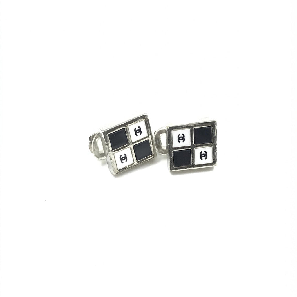 Boucles d'oreilles Chanel Coco Mark Noir/Blanc/Argent