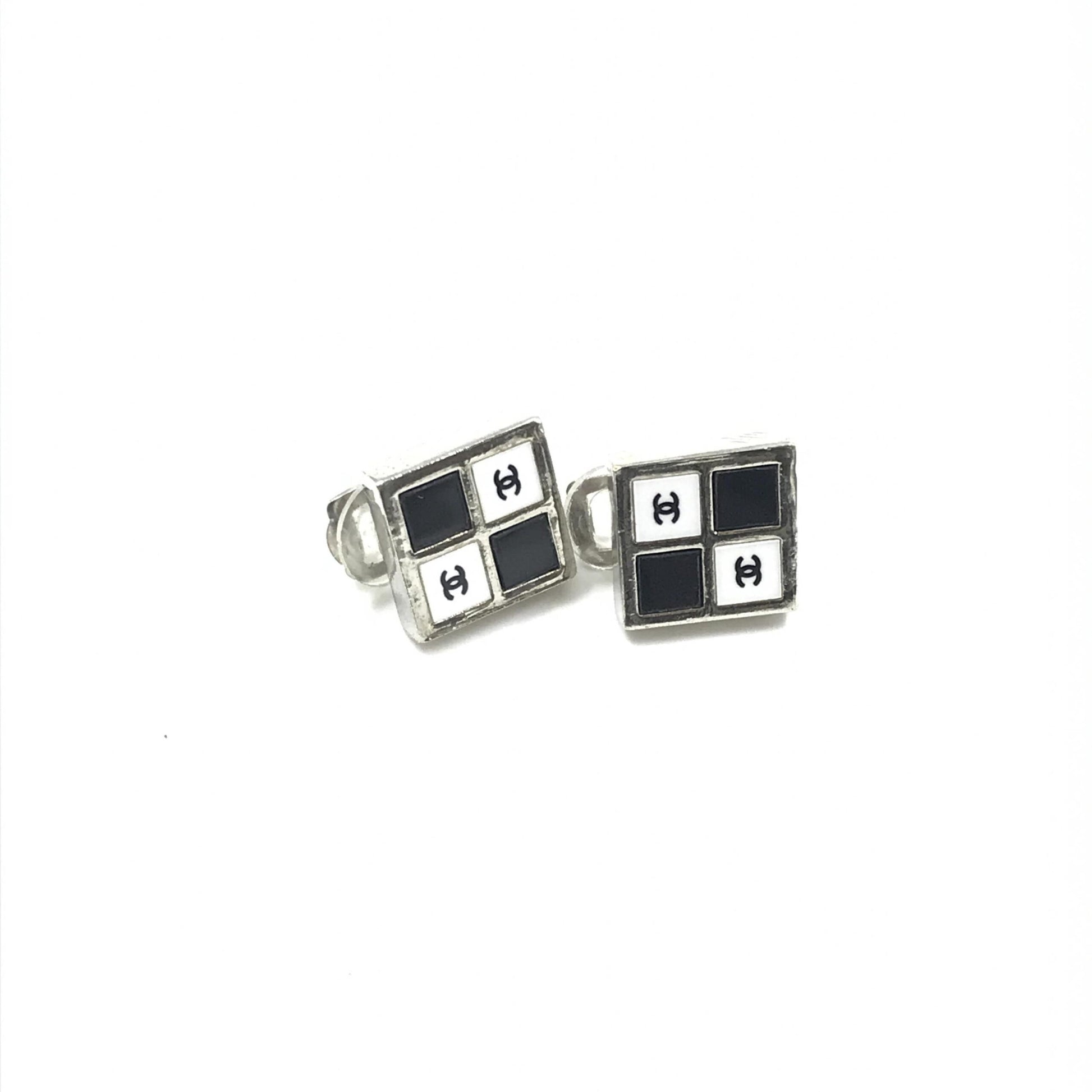 Boucles d'oreilles Chanel Coco Mark Noir/Blanc/Argent