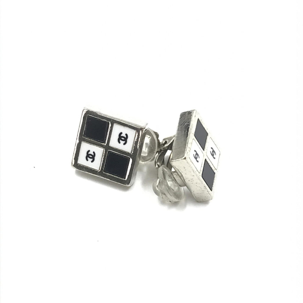 Boucles d'oreilles Chanel Coco Mark Noir/Blanc/Argent