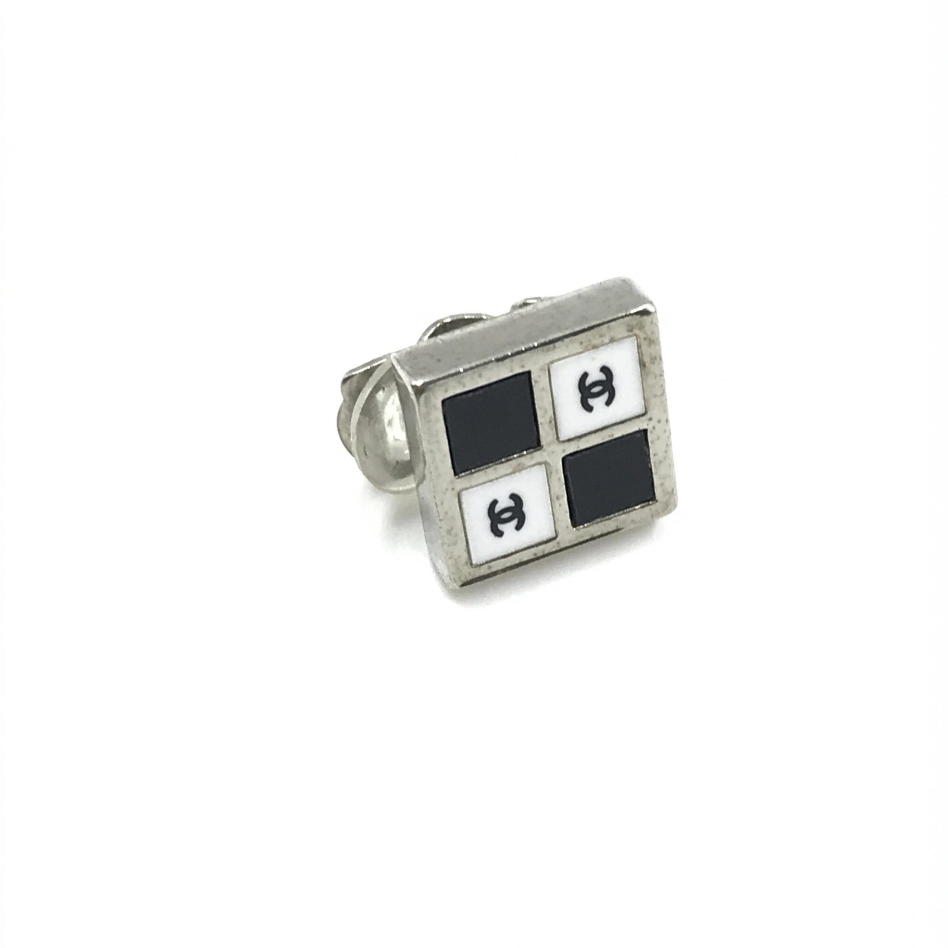 Boucles d'oreilles Chanel Coco Mark Noir/Blanc/Argent