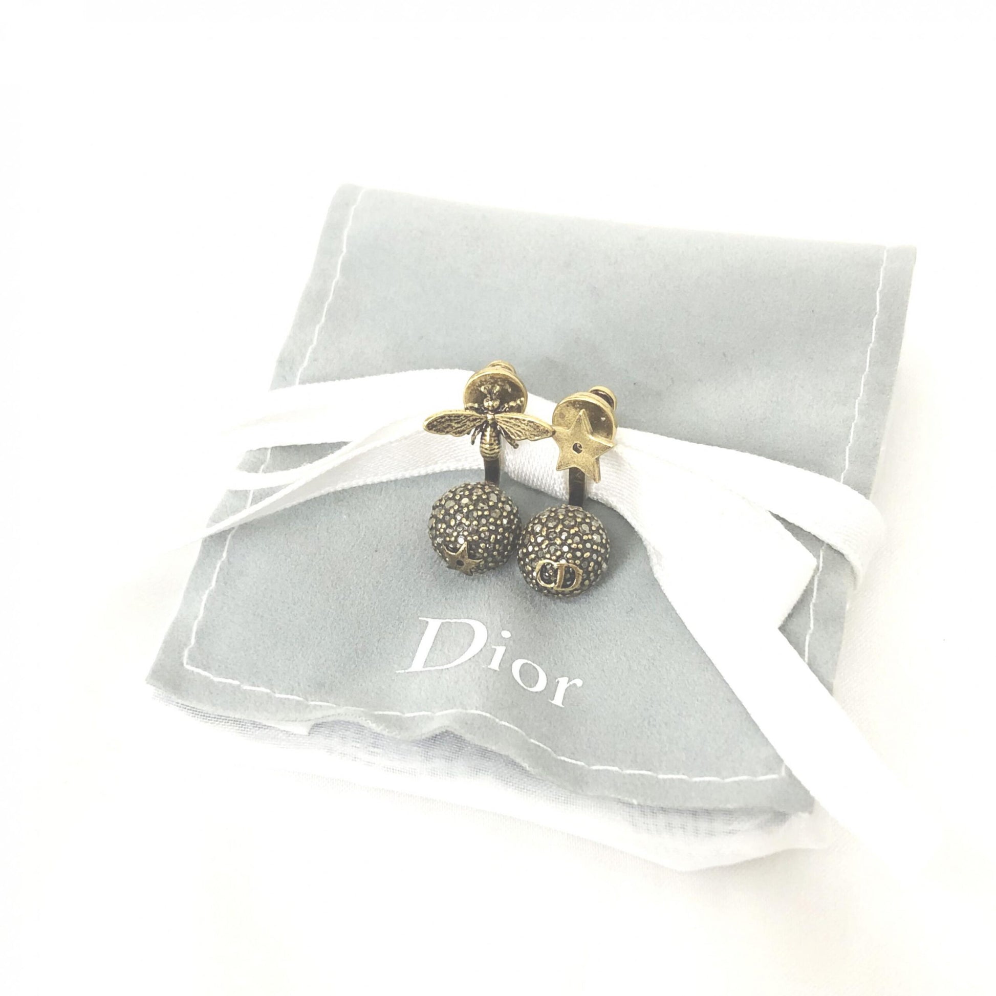 Boucles d'oreilles abeille en métal ornées de cristaux Christian Dior