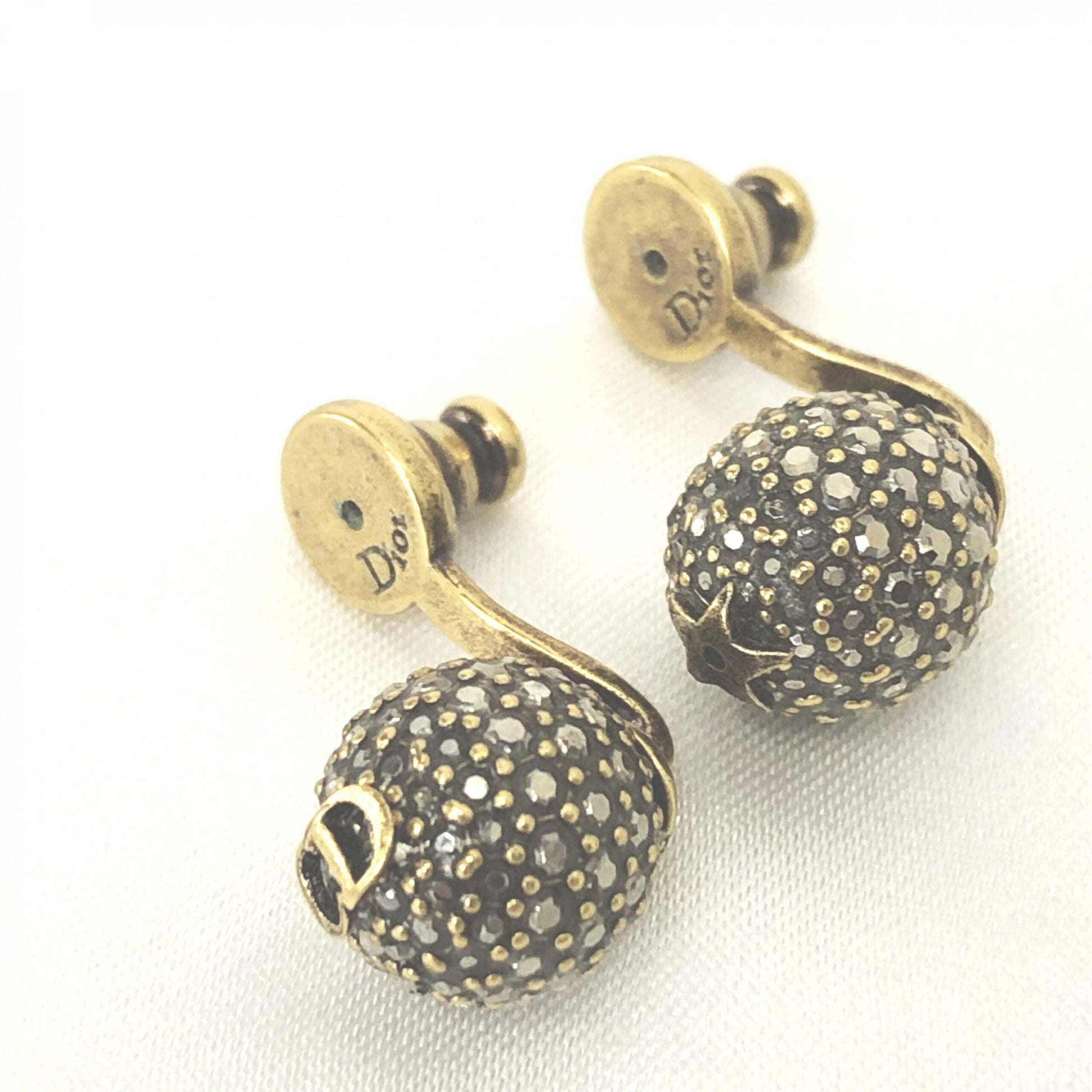 Boucles d'oreilles abeille en métal ornées de cristaux Christian Dior
