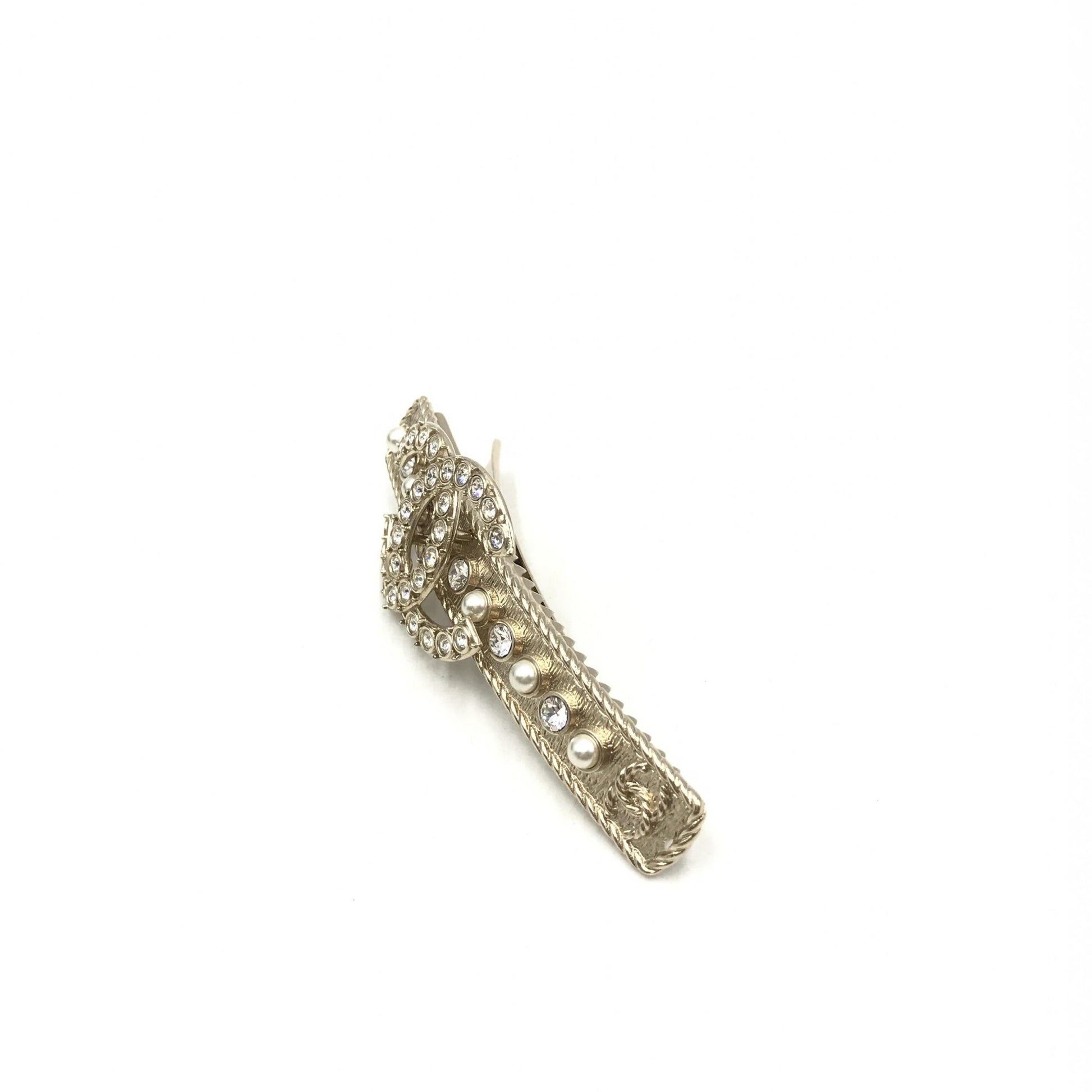 Barrette à cheveux Chanel Crystal Pearl CC