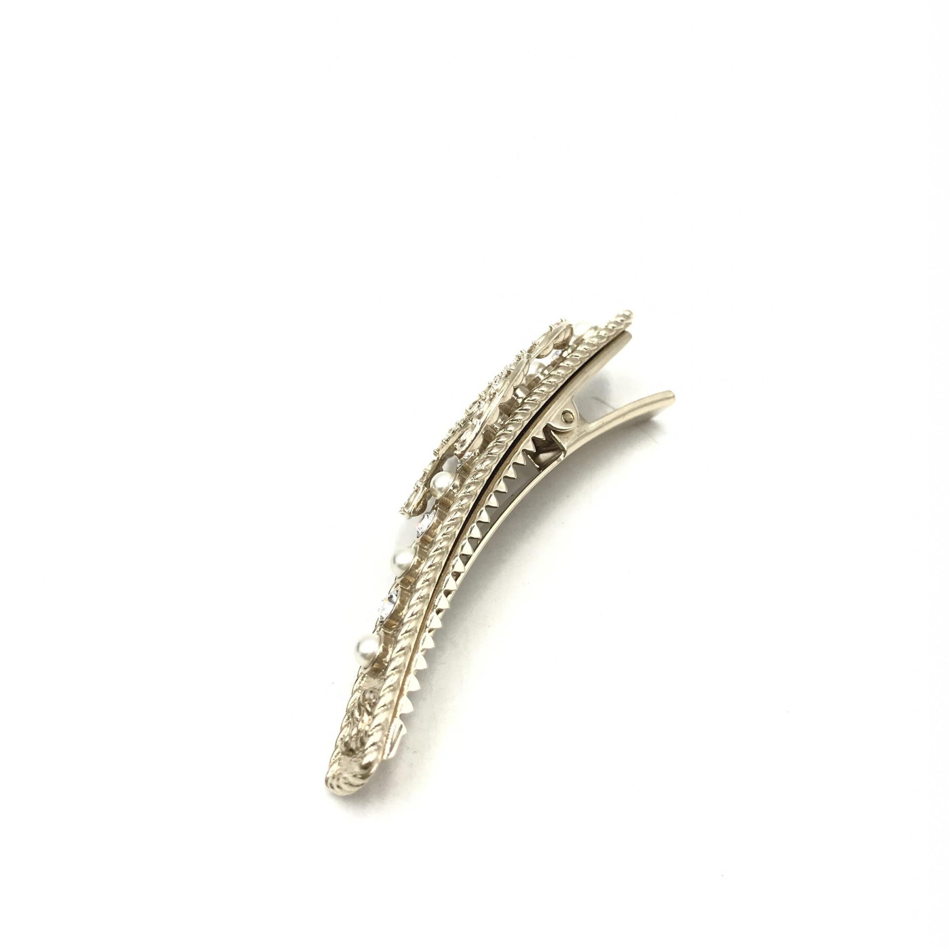 Barrette à cheveux Chanel Crystal Pearl CC