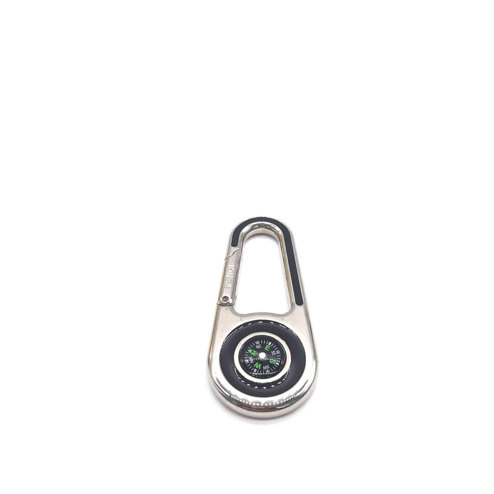 Fendi Silver Metal Compass Charm Keychain