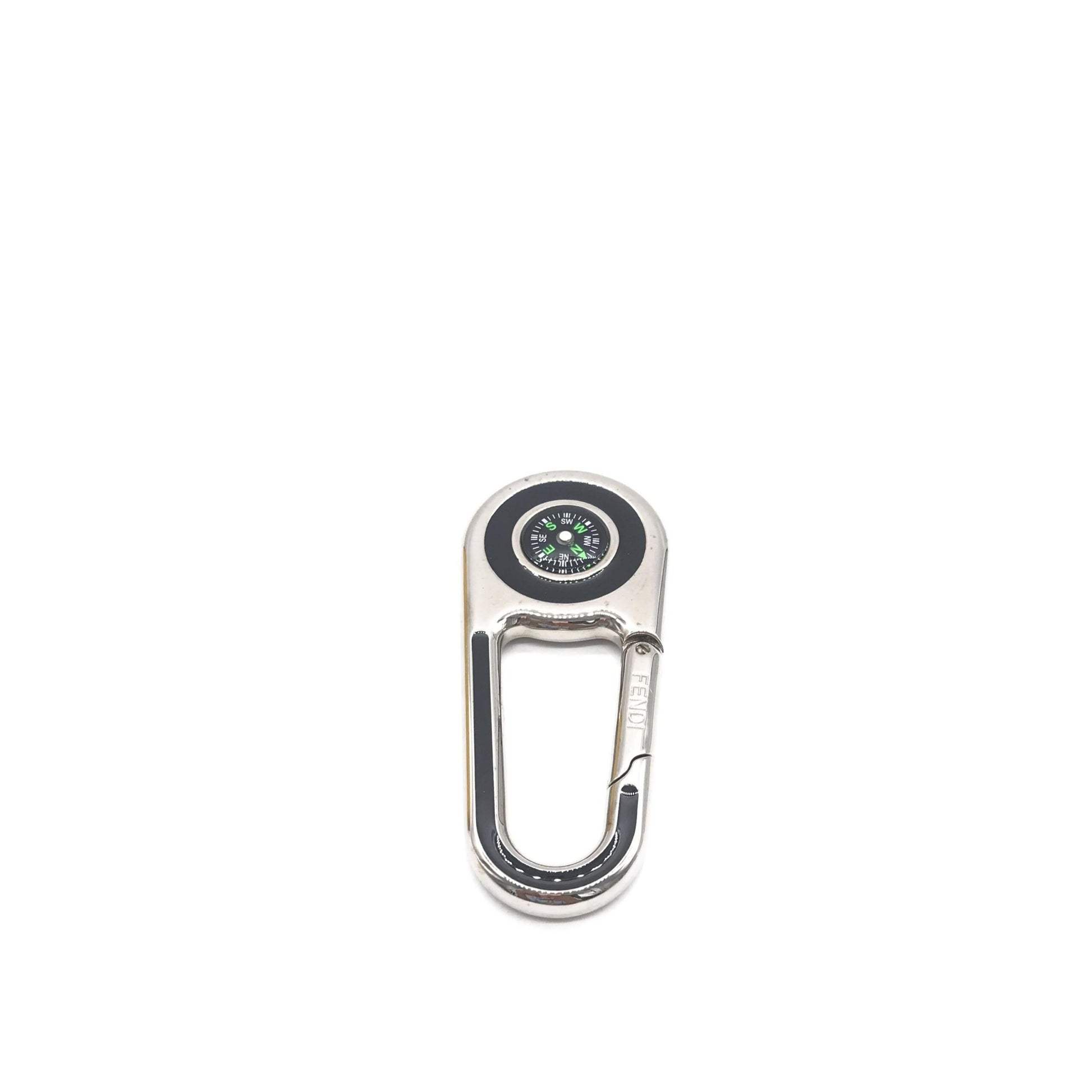 Fendi Silver Metal Compass Charm Keychain