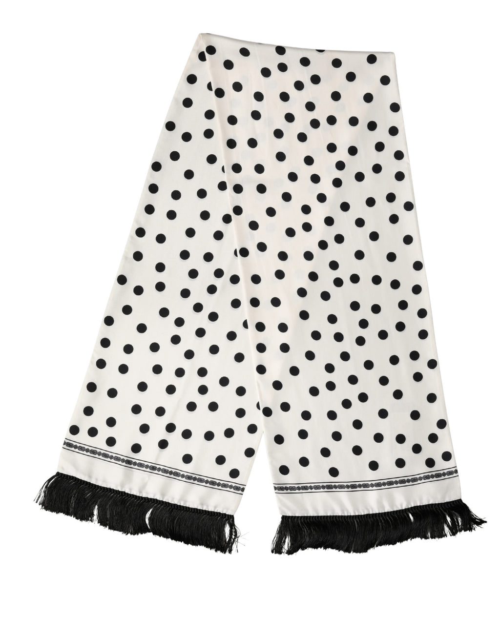 Foulard écharpe Dolce & Gabbana blanc à pois noirs 165,5cmx32cm