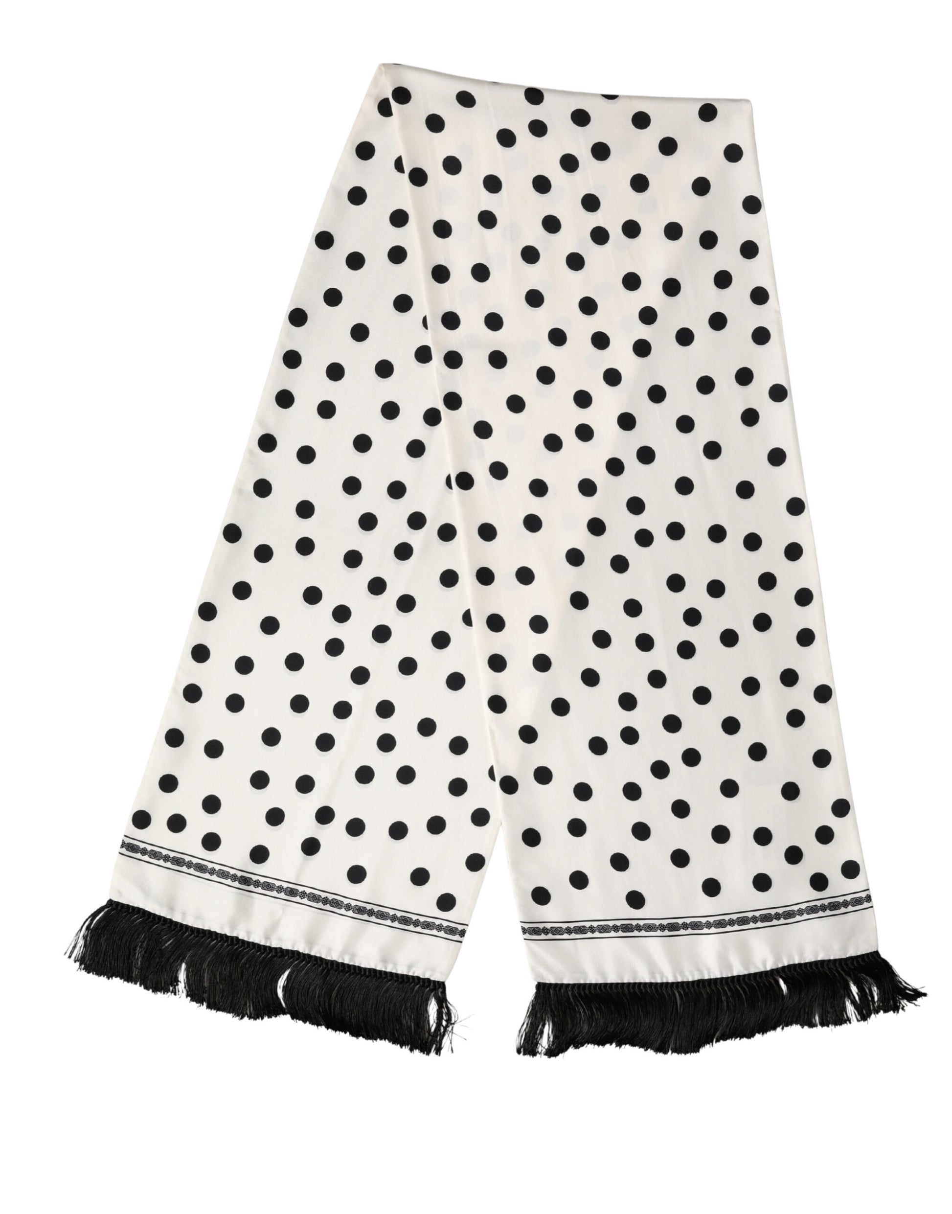 Foulard écharpe Dolce & Gabbana blanc à pois noirs 165,5cmx32cm