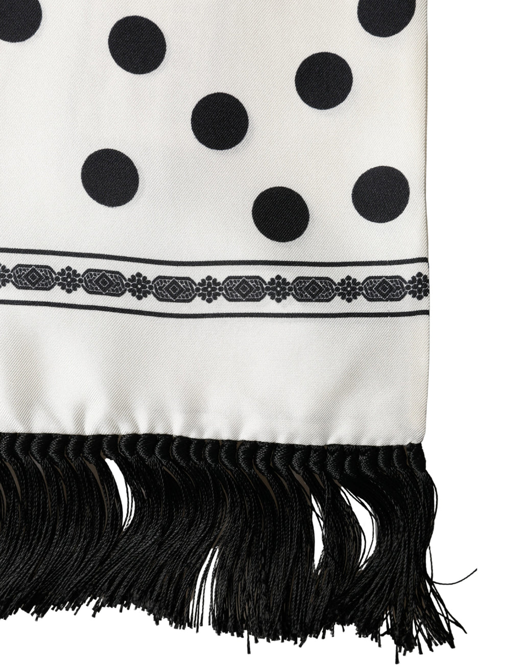 Foulard écharpe Dolce & Gabbana blanc à pois noirs 165,5cmx32cm