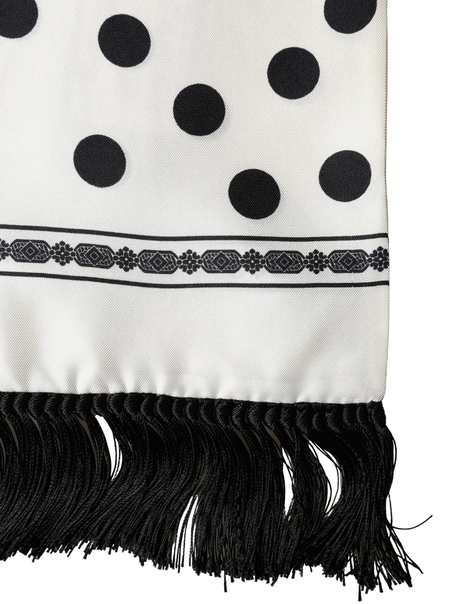 Foulard écharpe Dolce & Gabbana blanc à pois noirs 165,5cmx32cm