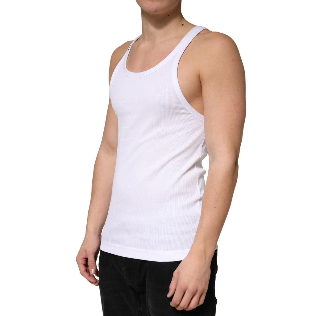Débardeur sans manches en coton côtelé blanc Dolce & Gabbana