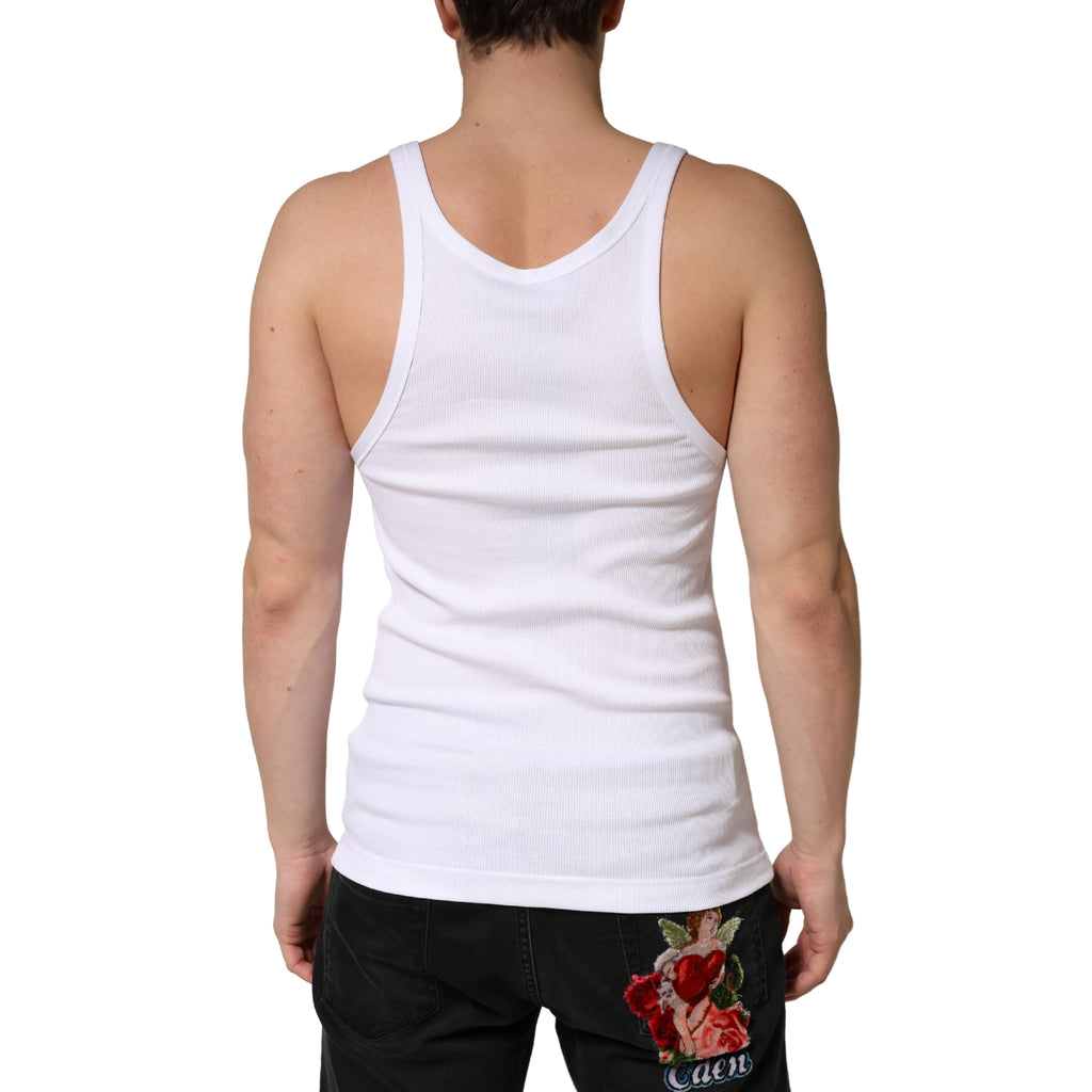 Débardeur sans manches en coton côtelé blanc Dolce & Gabbana