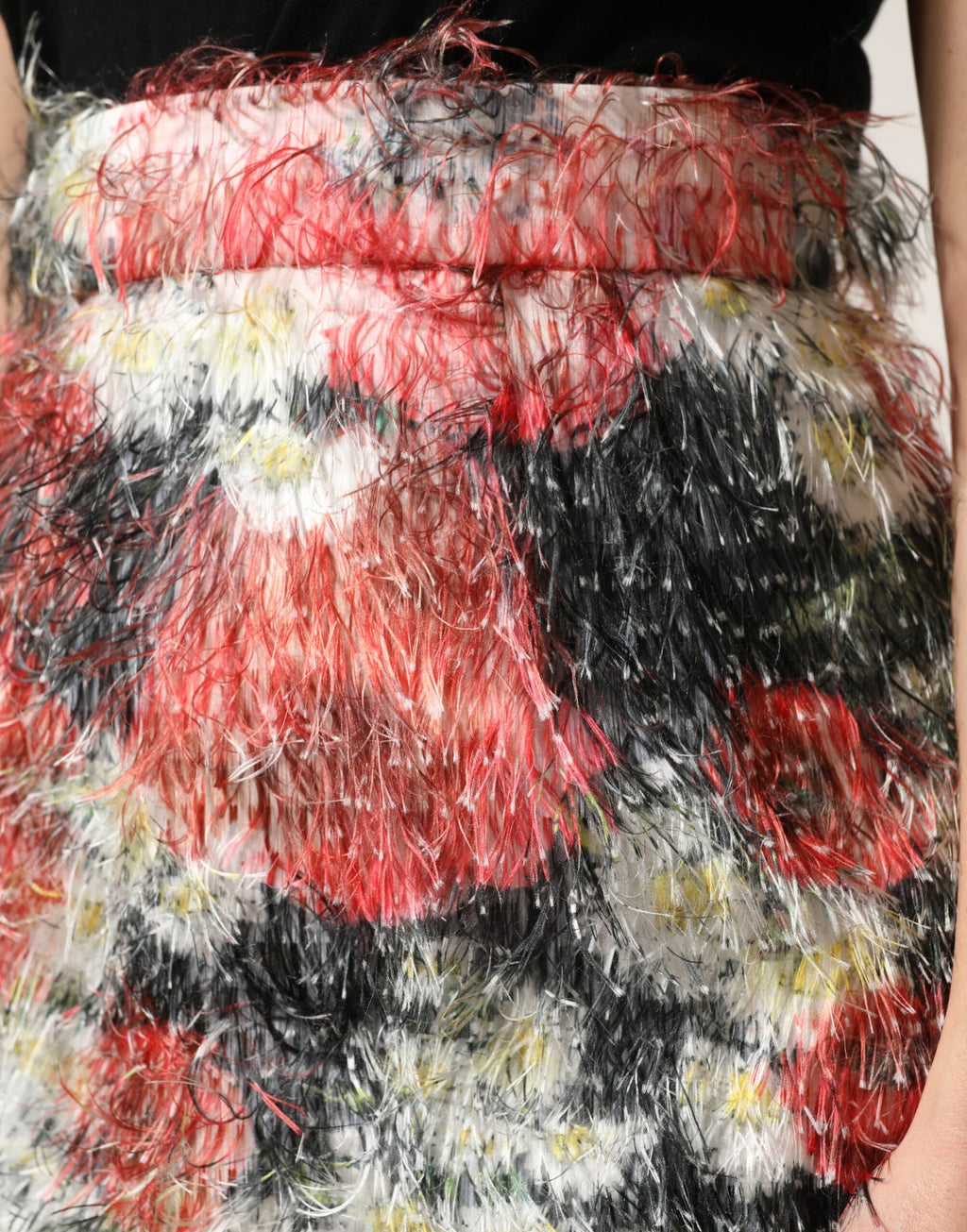 Jupe crayon Dolce & Gabbana en fausse fourrure texturée multicolore à motif floral