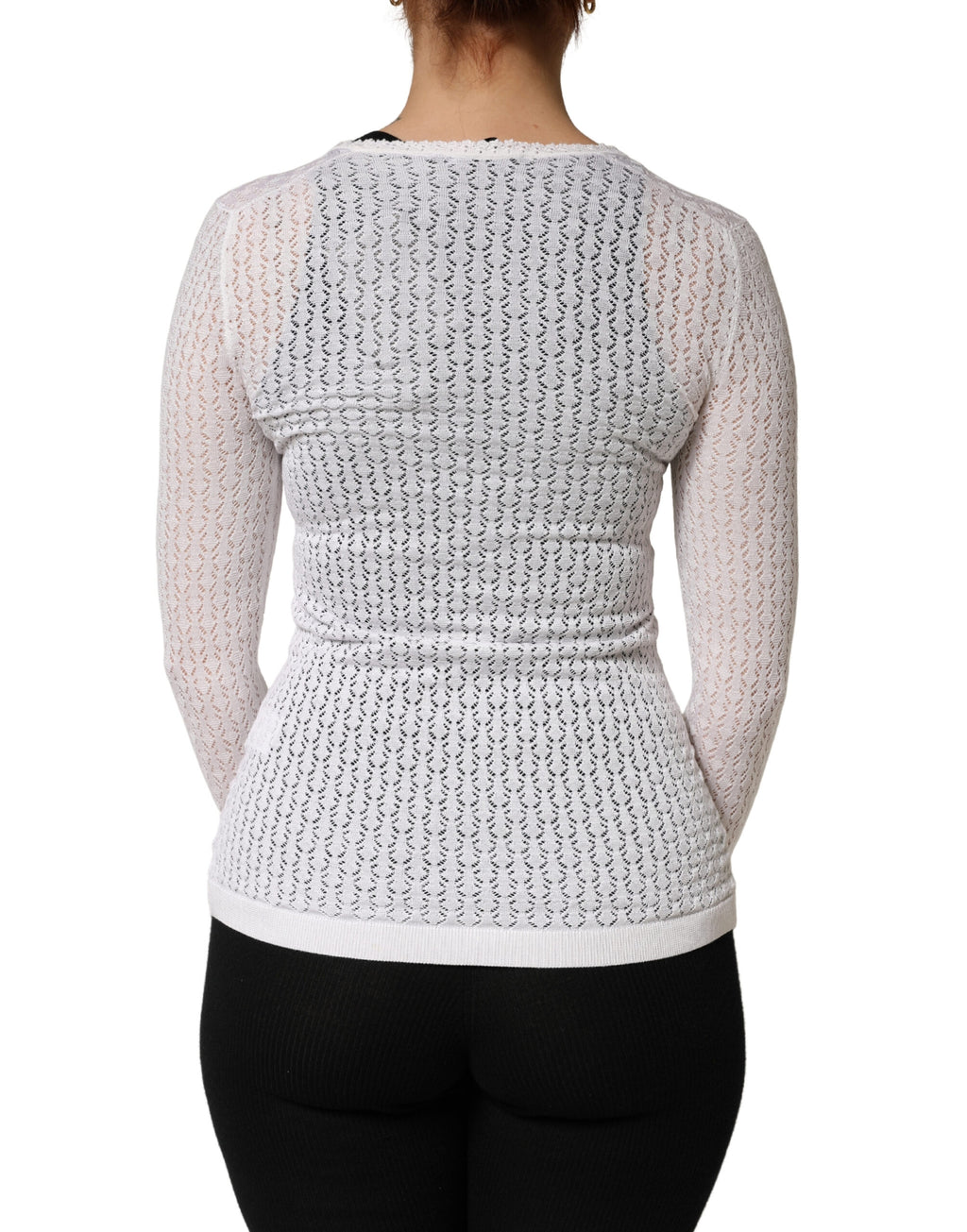 Cardigan en soie tricoté à manches longues Dolce & Gabbana en dentelle blanche