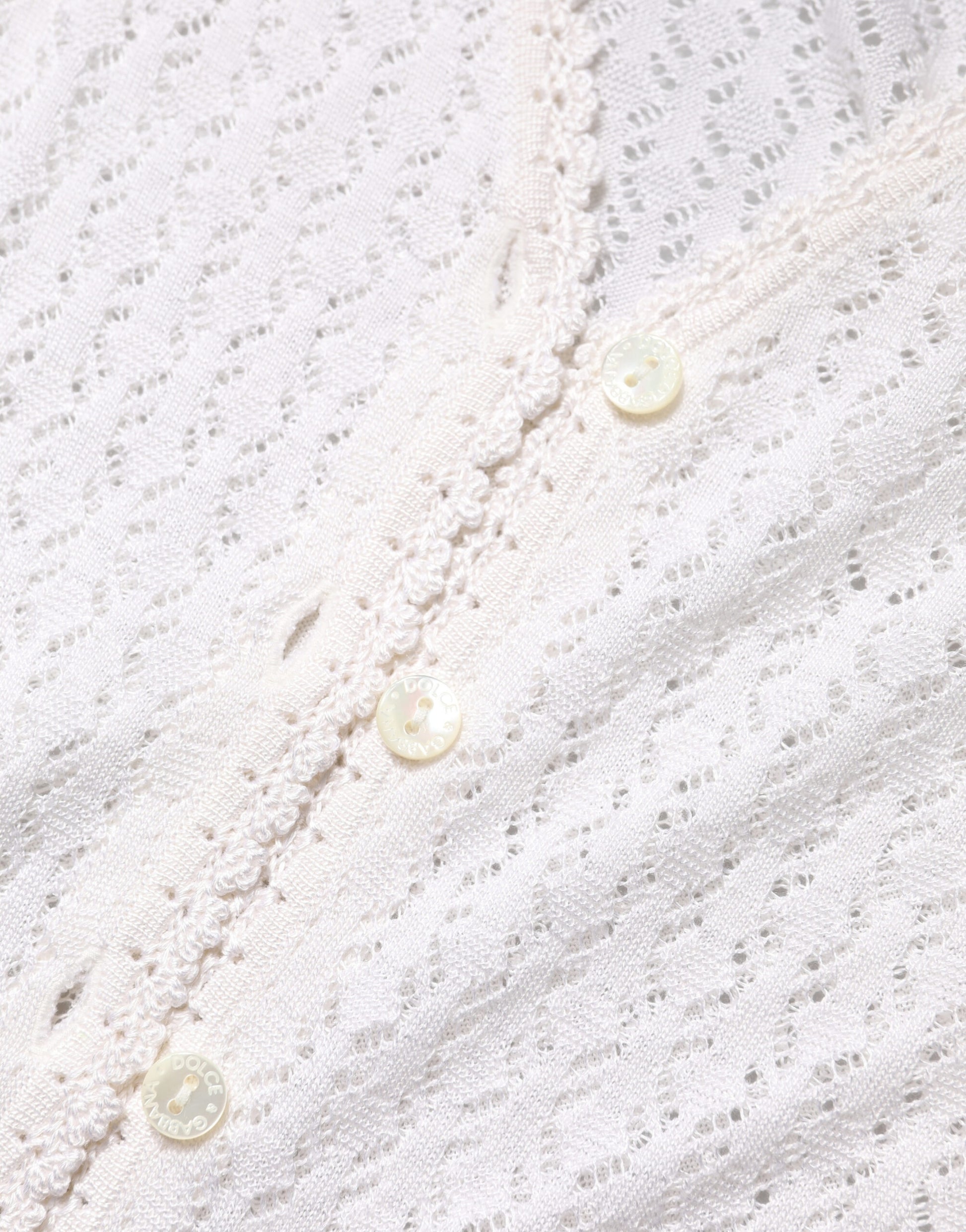 Cardigan en soie tricoté à manches longues Dolce & Gabbana en dentelle blanche