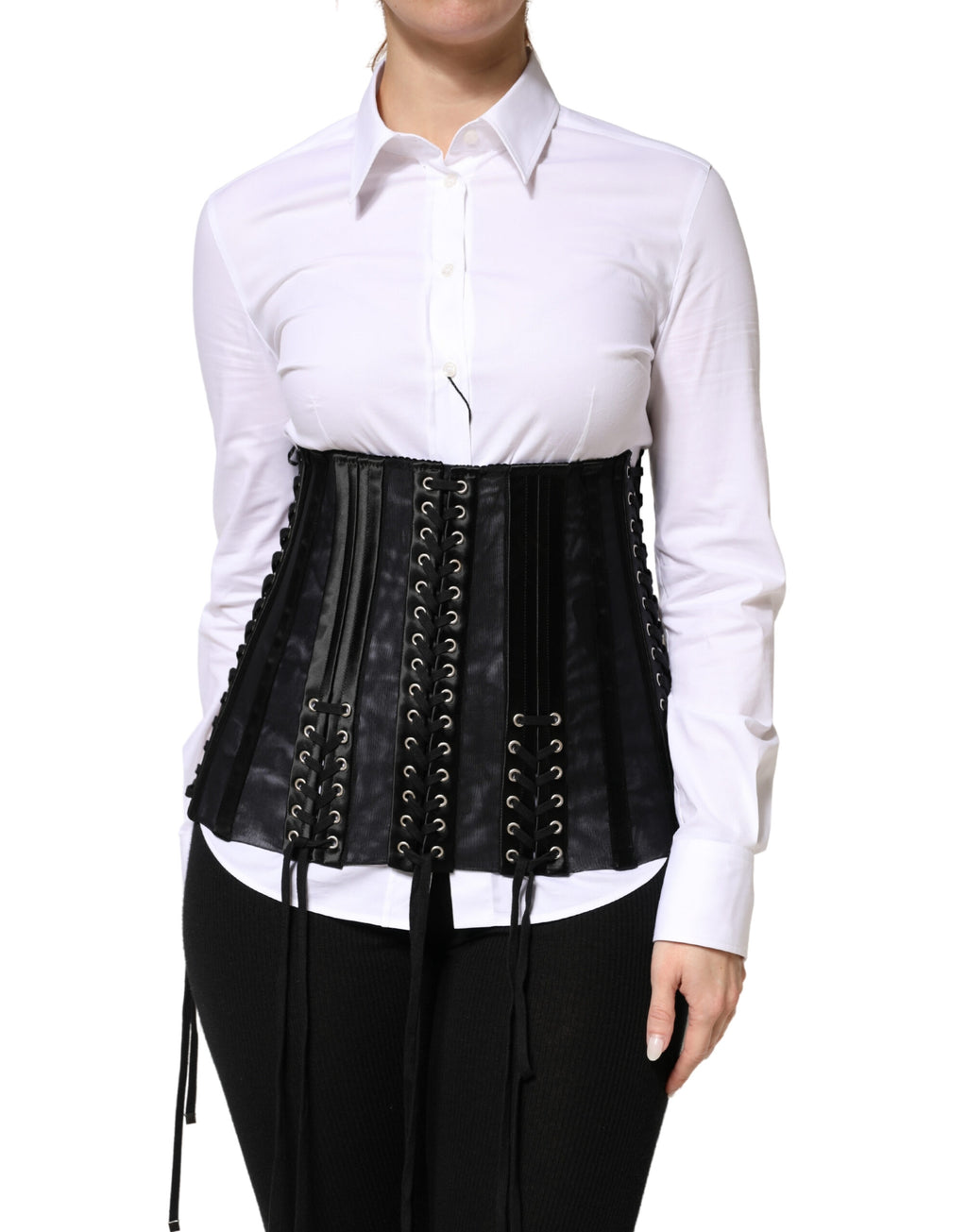 Haut corset bustier à lacets Dolce & Gabbana en dentelle noire