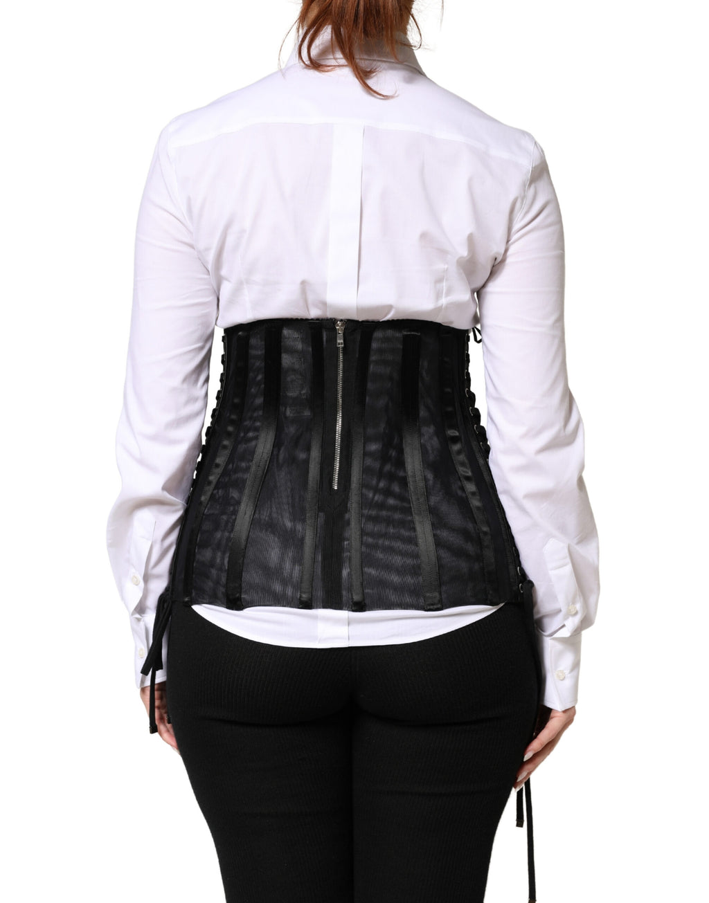 Haut corset bustier à lacets Dolce & Gabbana en dentelle noire