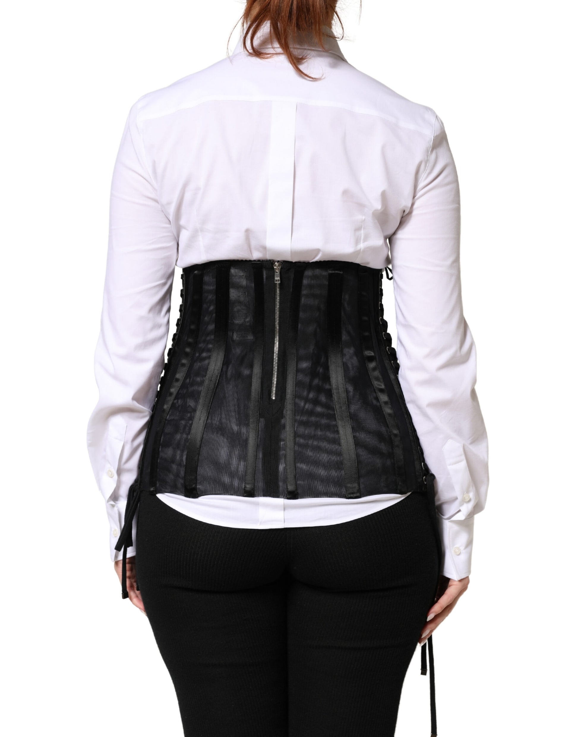 Haut corset bustier à lacets Dolce & Gabbana en dentelle noire