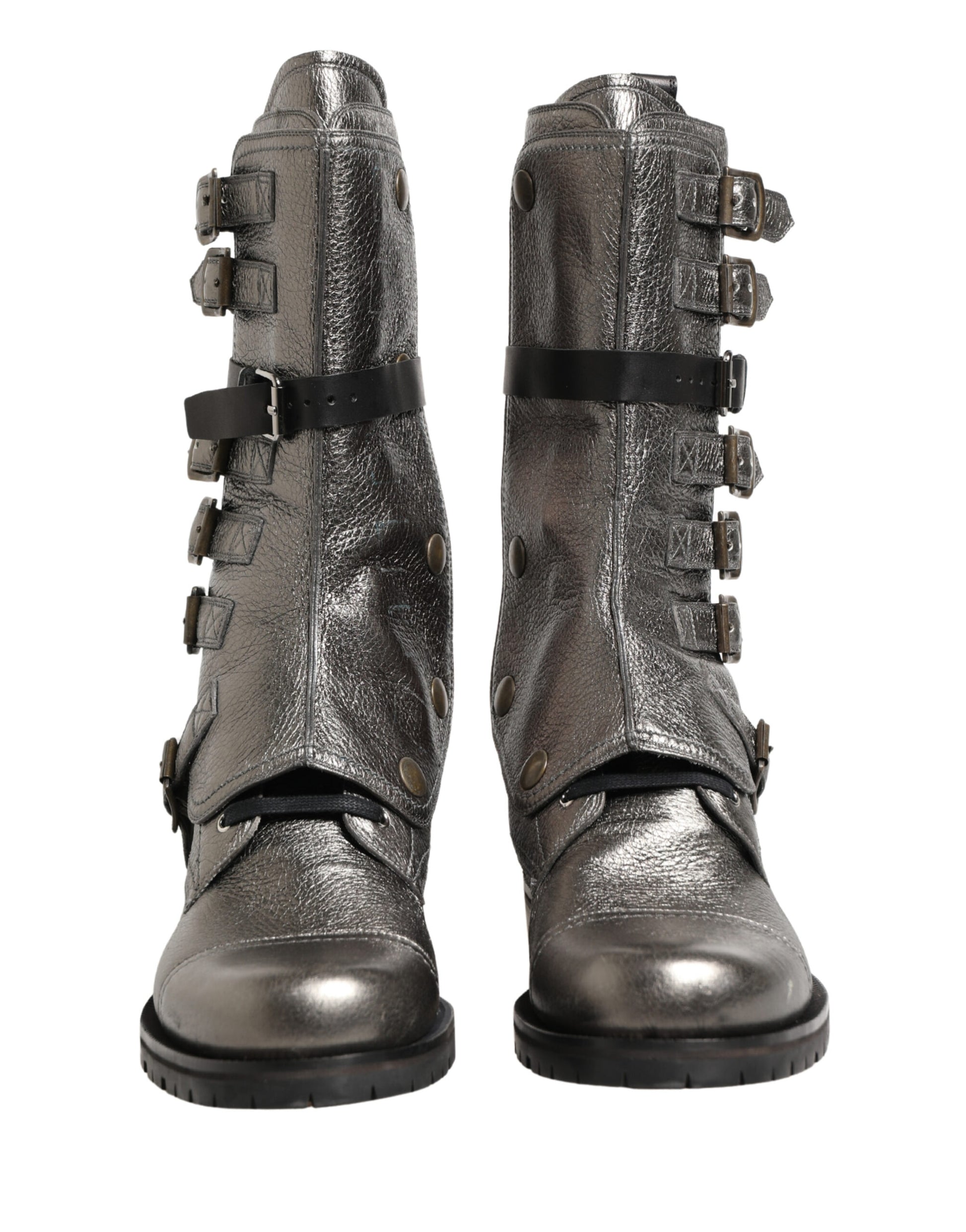 Chaussures Bottines de Combat Dolce & Gabbana en Cuir Métallisé Boucle