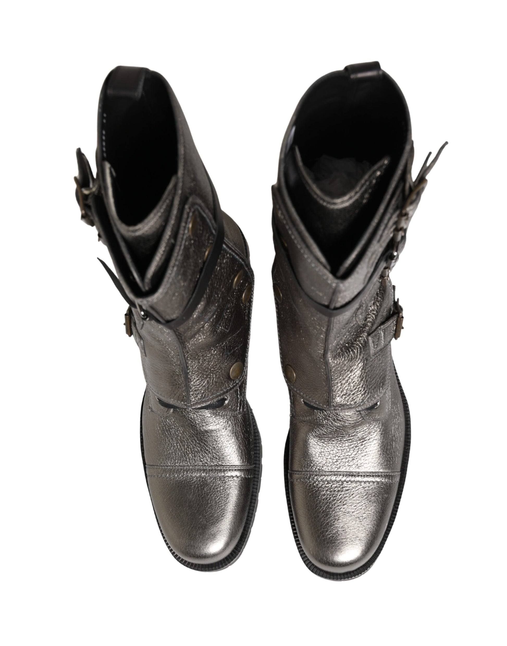 Chaussures Bottines de Combat Dolce & Gabbana en Cuir Métallisé Boucle
