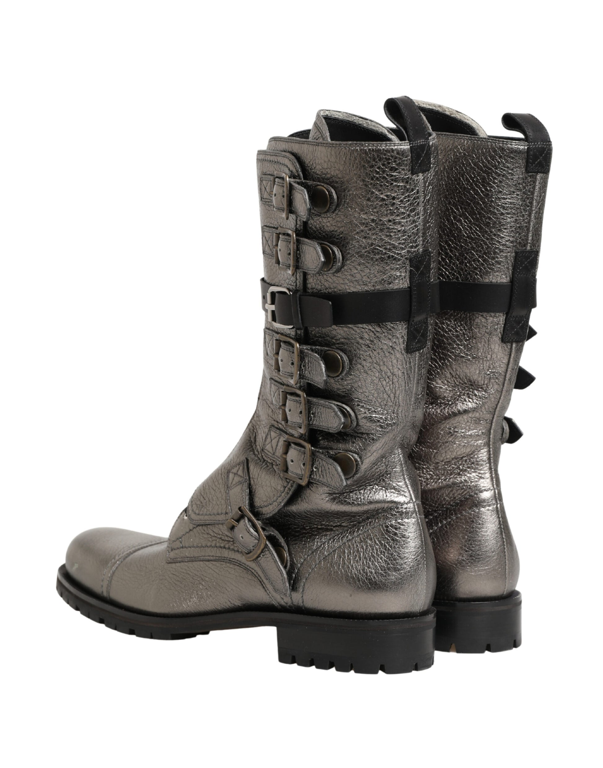 Chaussures Bottines de Combat Dolce & Gabbana en Cuir Métallisé Boucle