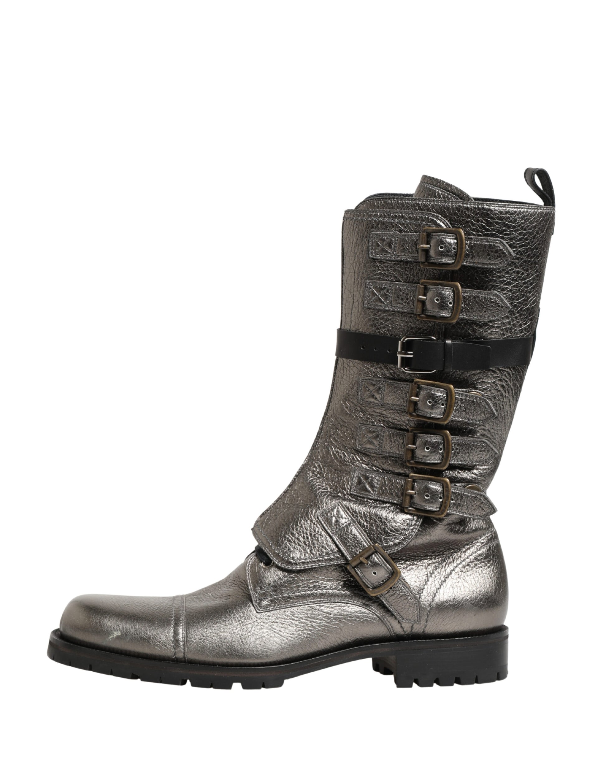 Chaussures Bottines de Combat Dolce & Gabbana en Cuir Métallisé Boucle