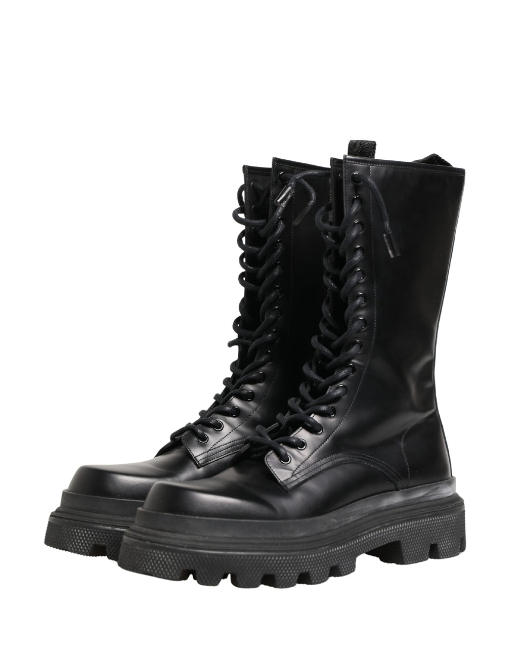 Chaussures Baskets Dolce & Gabbana en Cuir Noir Semelle Crantée