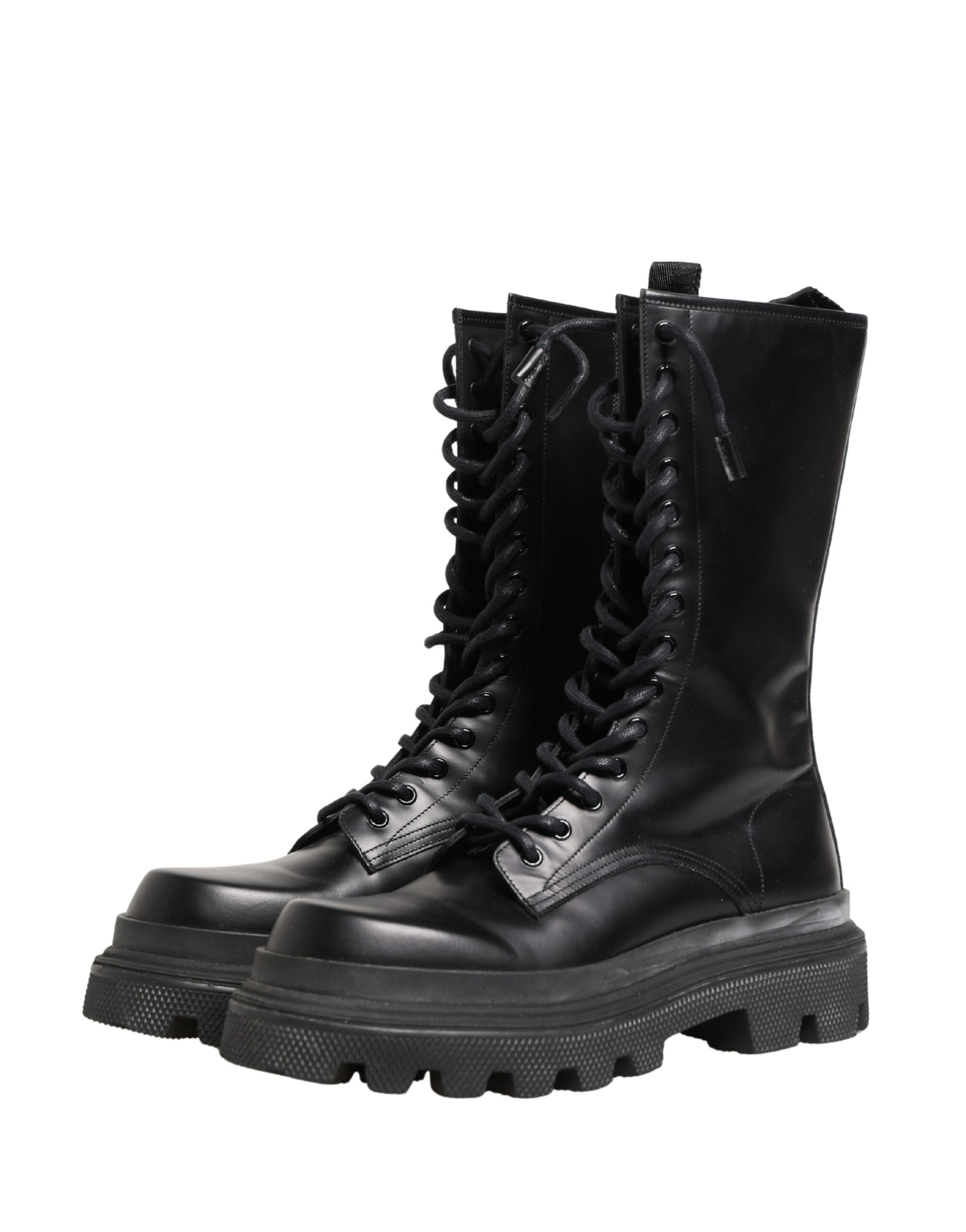 Chaussures Baskets Dolce & Gabbana en Cuir Noir Semelle Crantée
