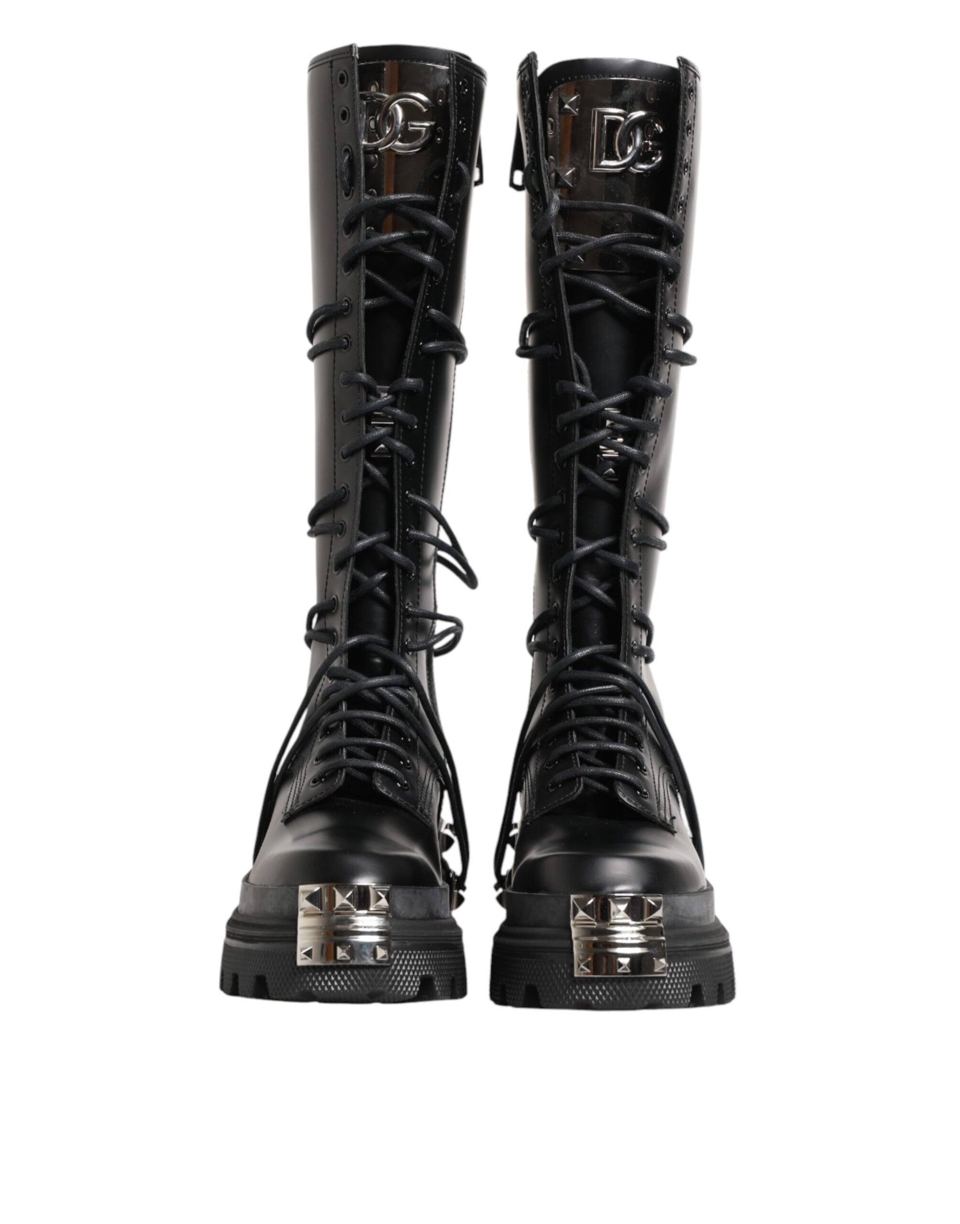 Bottes de combat hautes Dolce & Gabbana en cuir noir