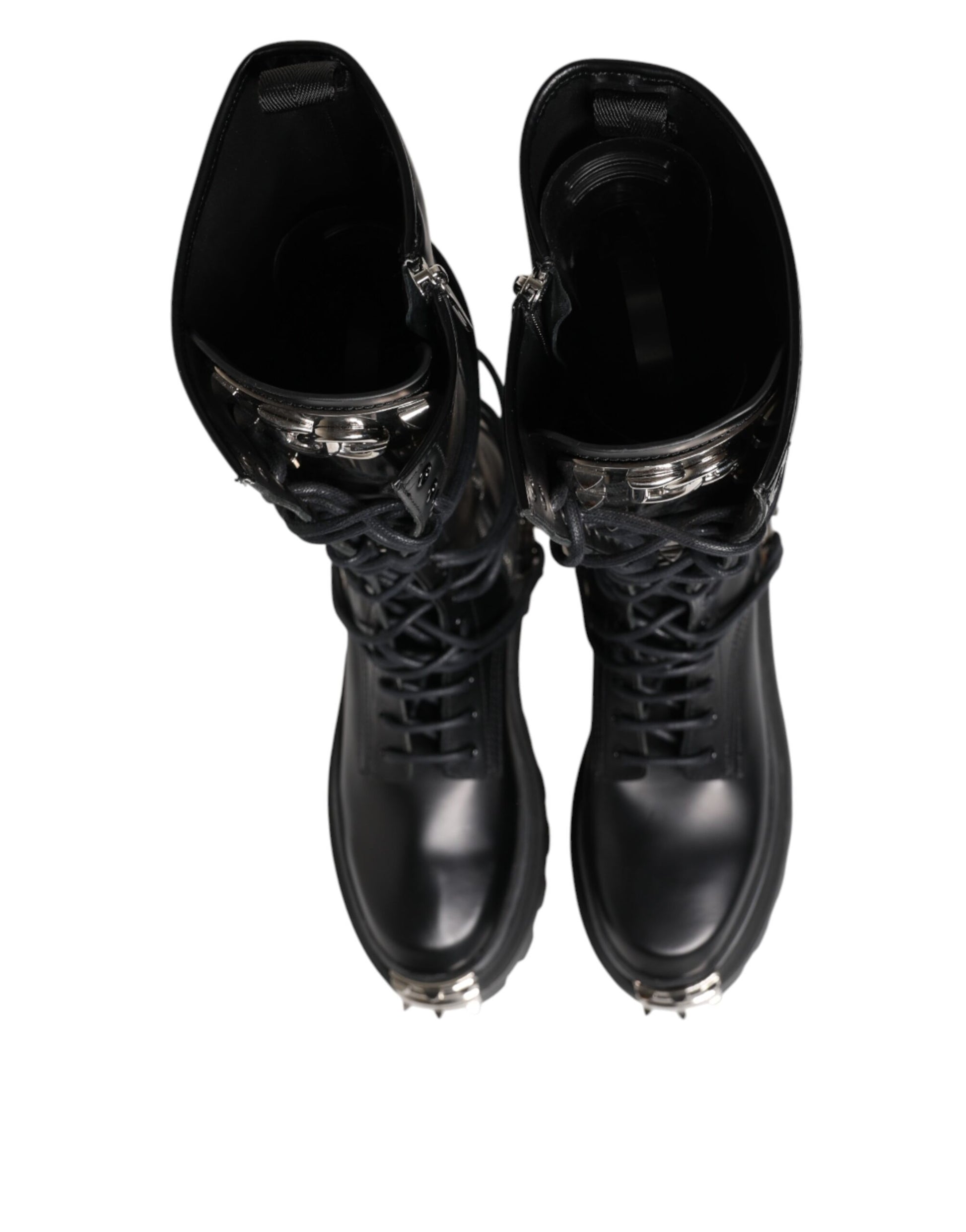 Bottes de combat hautes Dolce & Gabbana en cuir noir