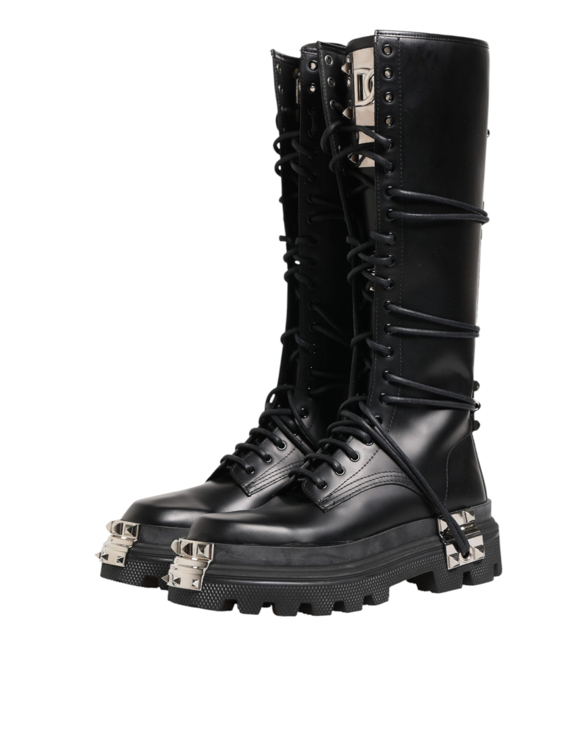 Bottes de combat hautes Dolce & Gabbana en cuir noir
