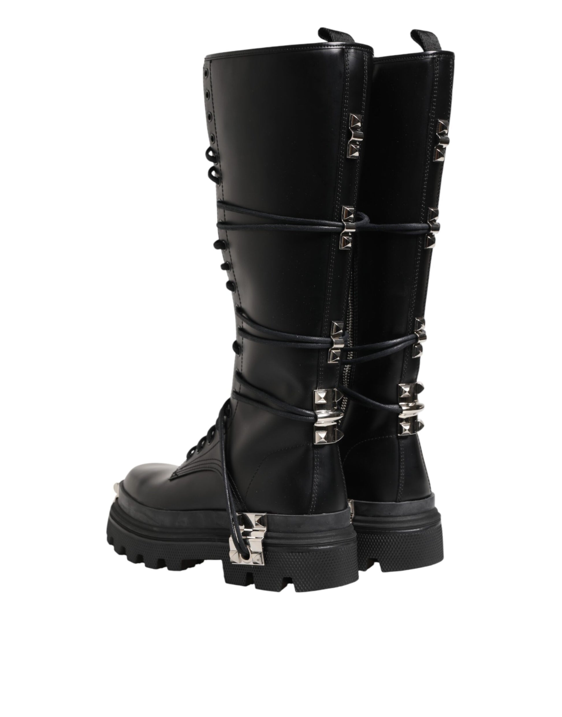 Bottes de combat hautes Dolce & Gabbana en cuir noir