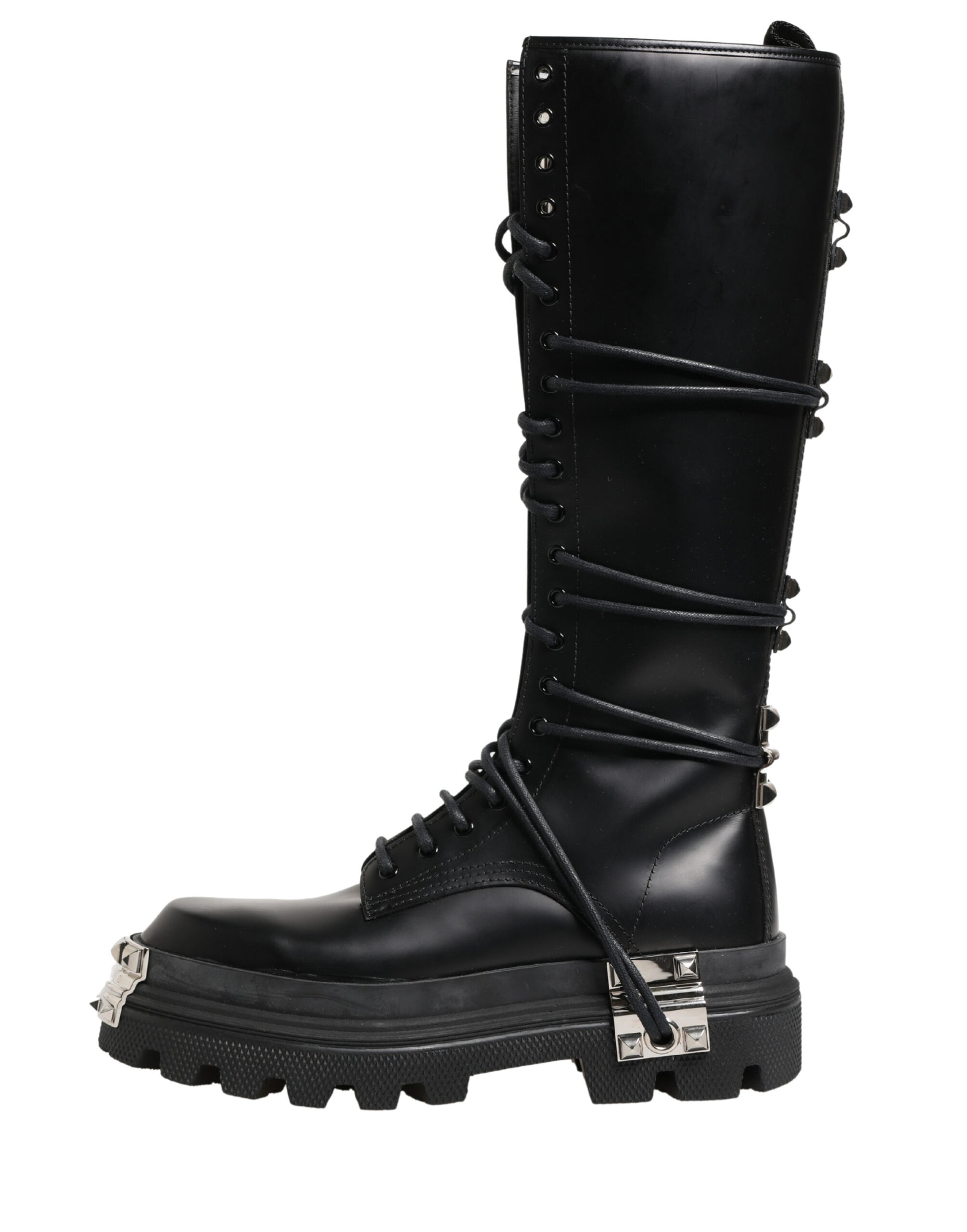 Bottes de combat hautes Dolce & Gabbana en cuir noir