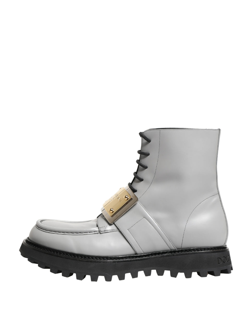 Bottes à lacets Dolce & Gabbana en cuir gris avec plaque logo