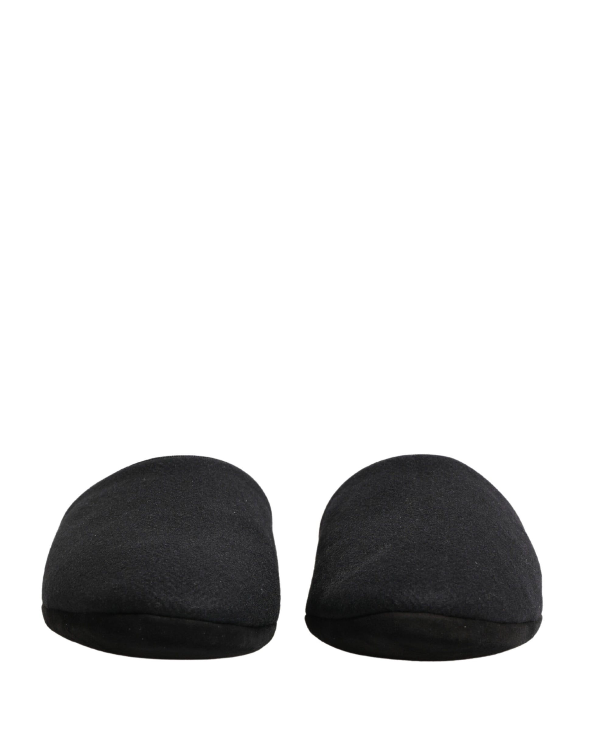 Chaussons Dolce & Gabbana en Laine Cachemire Noire Matelassés Rouges