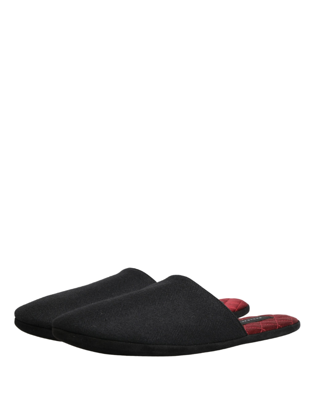Chaussons Dolce & Gabbana en Laine Cachemire Noire Matelassés Rouges