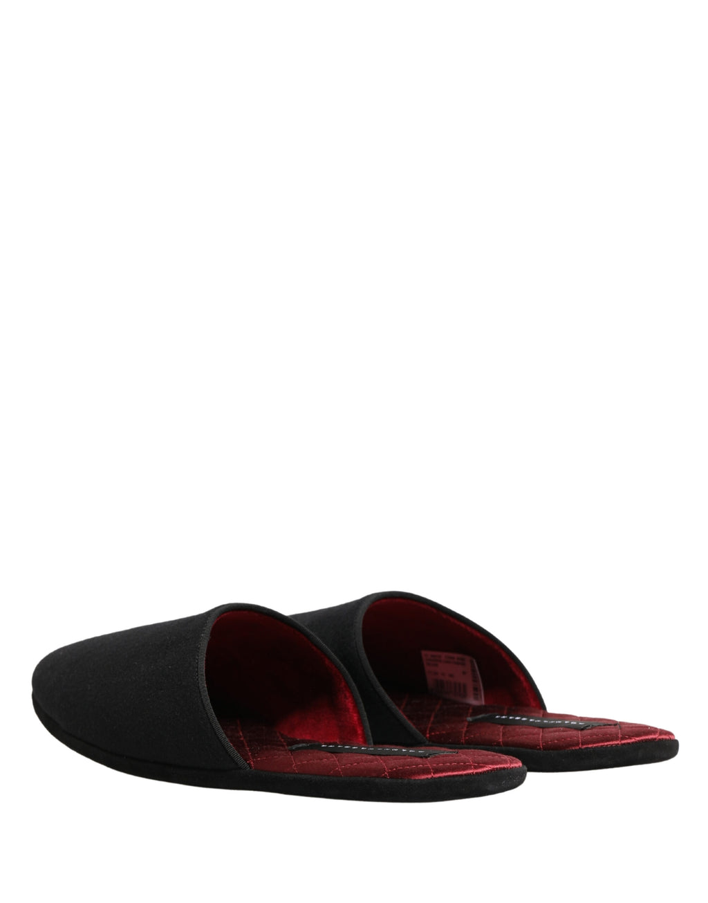 Chaussons Dolce & Gabbana en Laine Cachemire Noire Matelassés Rouges