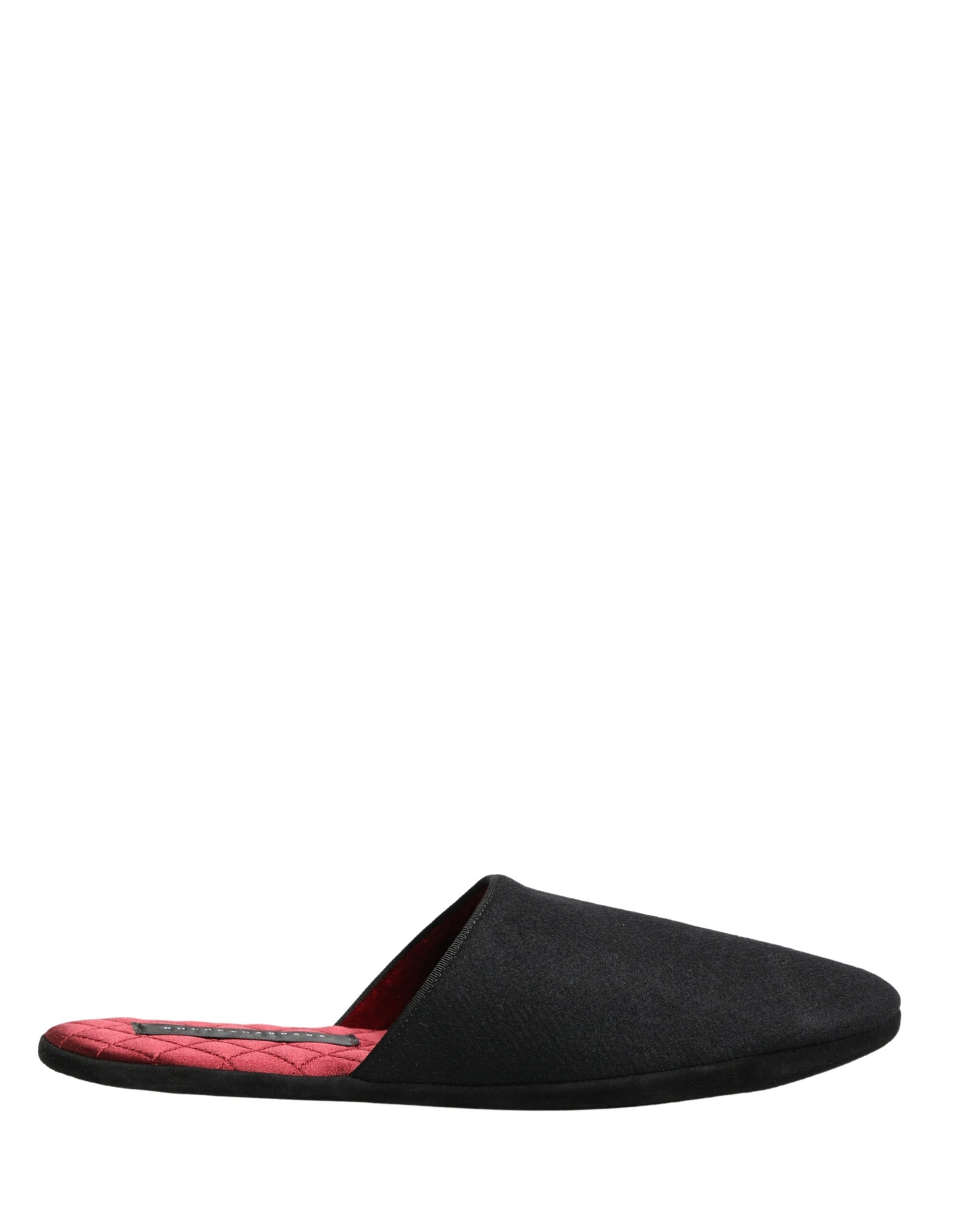Chaussons Dolce & Gabbana en Laine Cachemire Noire Matelassés Rouges