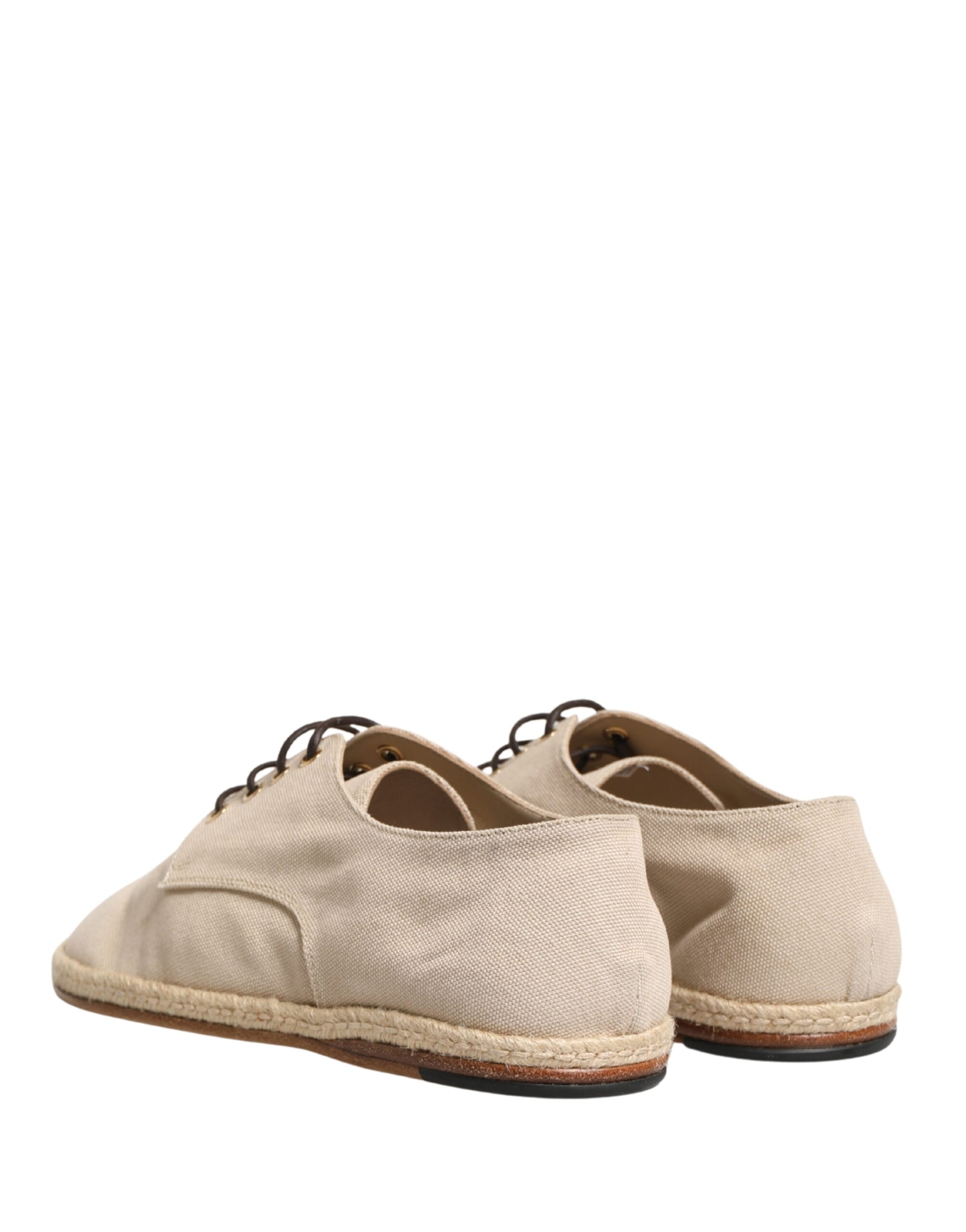 Chaussures Richelieu en toile à lacets avec semelle espadrille beiges Dolce & Gabbana
