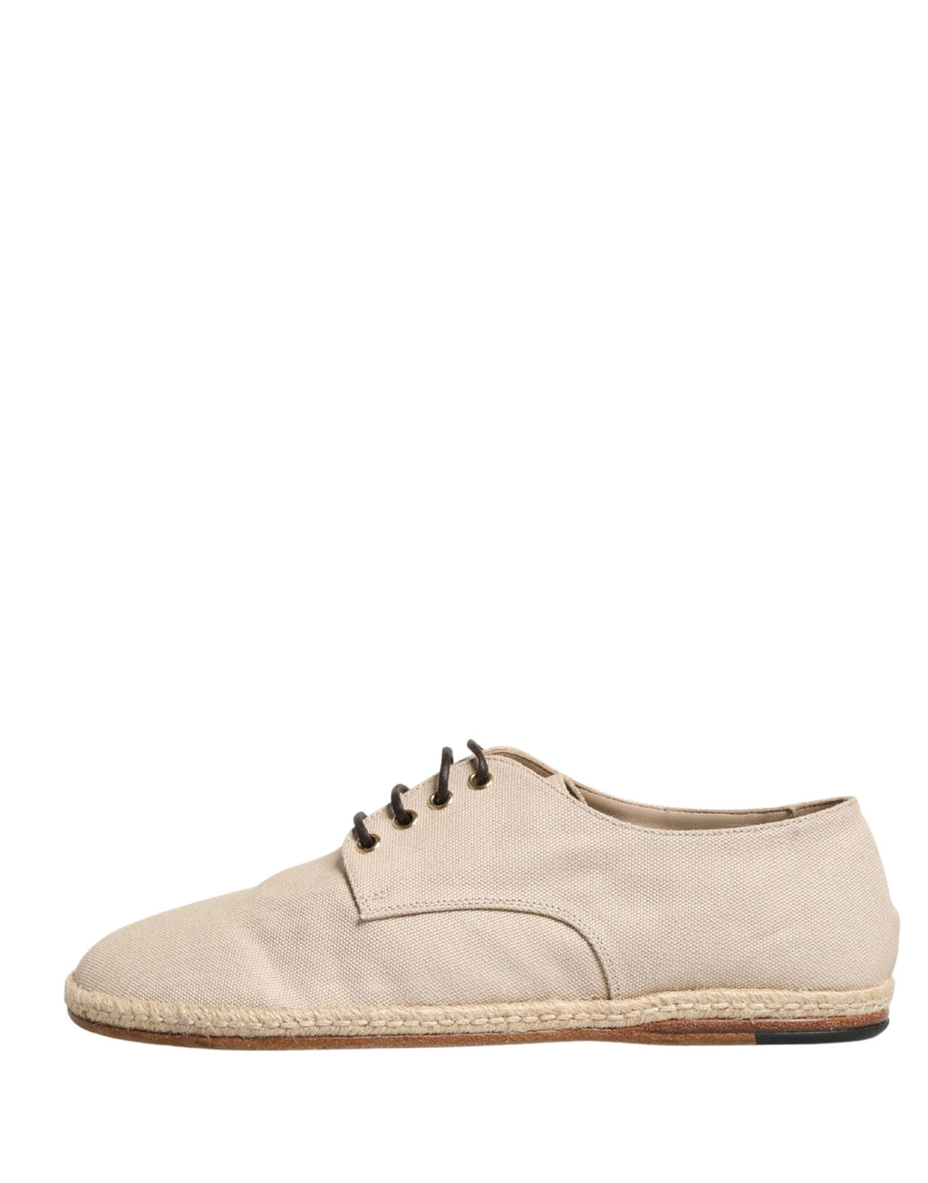 Chaussures Richelieu en toile à lacets avec semelle espadrille beiges Dolce & Gabbana