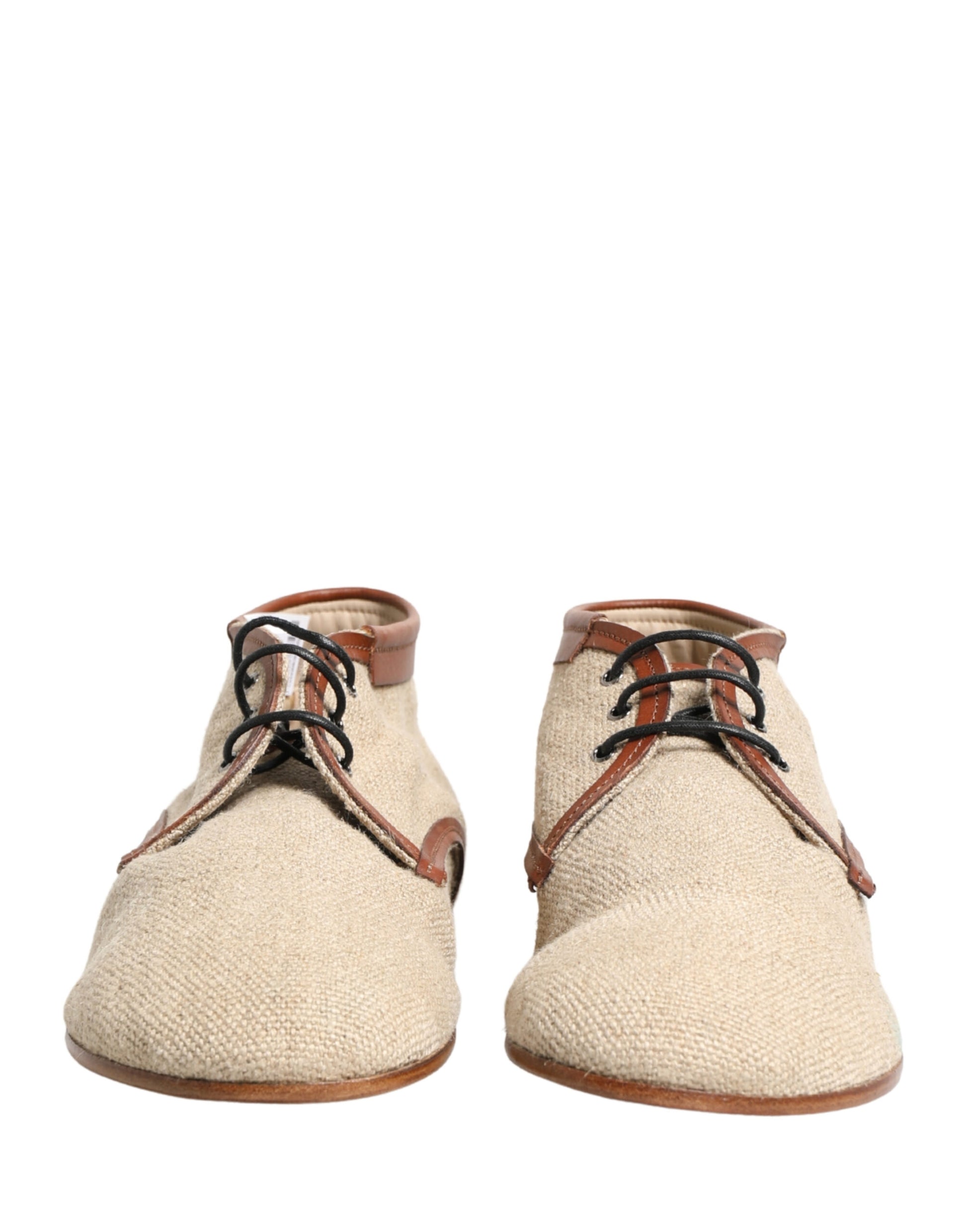 Chaussures Richelieu Dolce & Gabbana en toile beige avec garniture en cuir