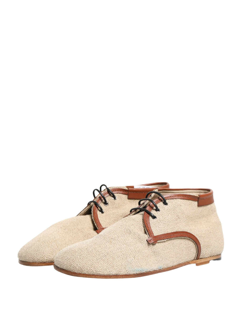 Chaussures Richelieu Dolce & Gabbana en toile beige avec garniture en cuir