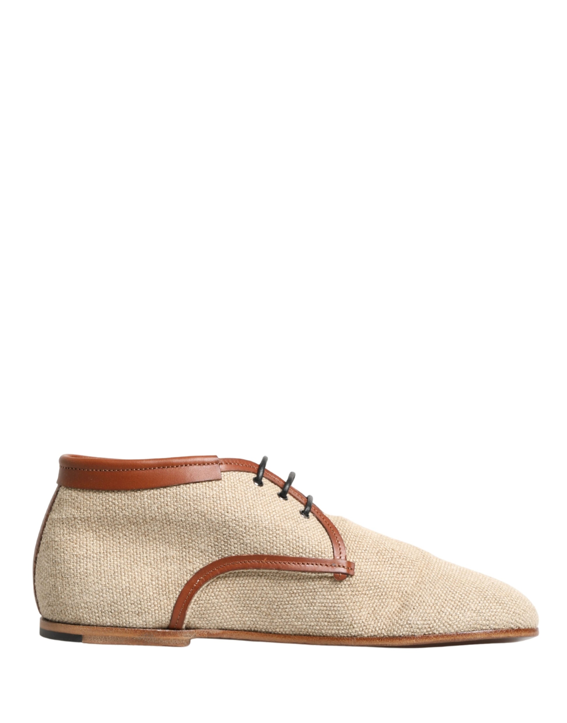 Chaussures Richelieu Dolce & Gabbana en toile beige avec garniture en cuir