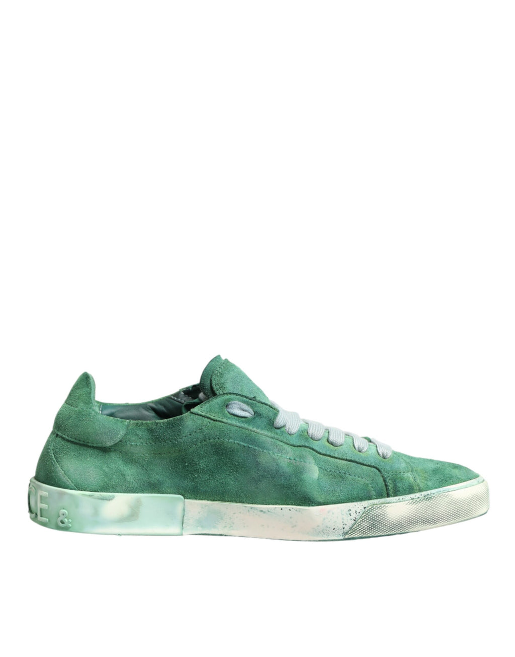 Chaussures Baskets Basses Dolce & Gabbana en Daim Vert avec Logo DG sur la Semelle