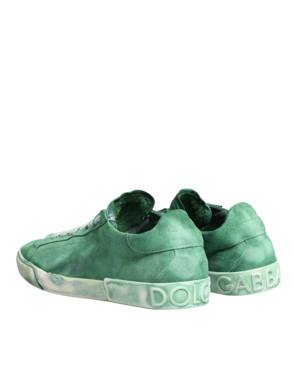 Chaussures Baskets Basses Dolce & Gabbana en Daim Vert avec Logo DG sur la Semelle
