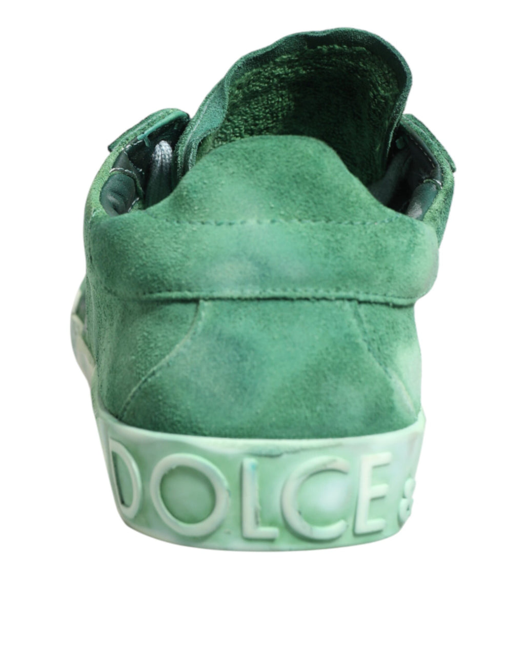 Chaussures Baskets Basses Dolce & Gabbana en Daim Vert avec Logo DG sur la Semelle