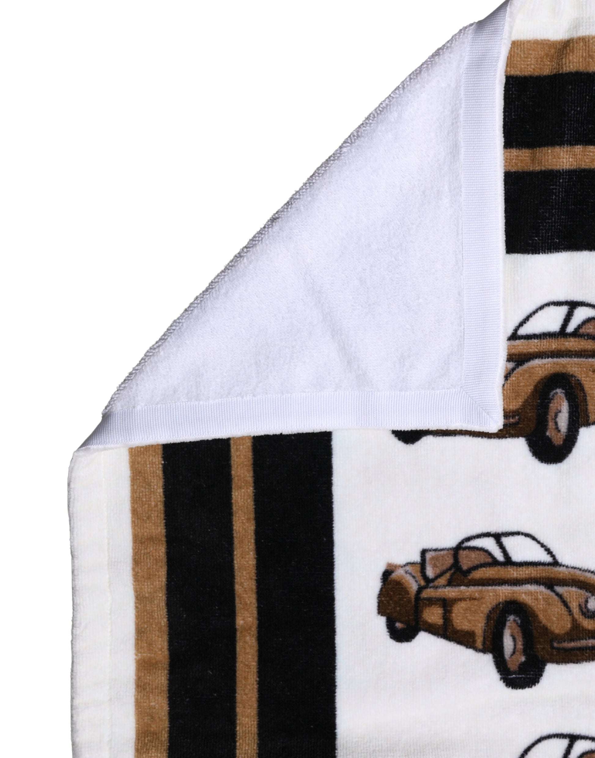 Serviette de plage Dolce & Gabbana en coton blanc avec imprimé voiture 115 cm x 180 cm