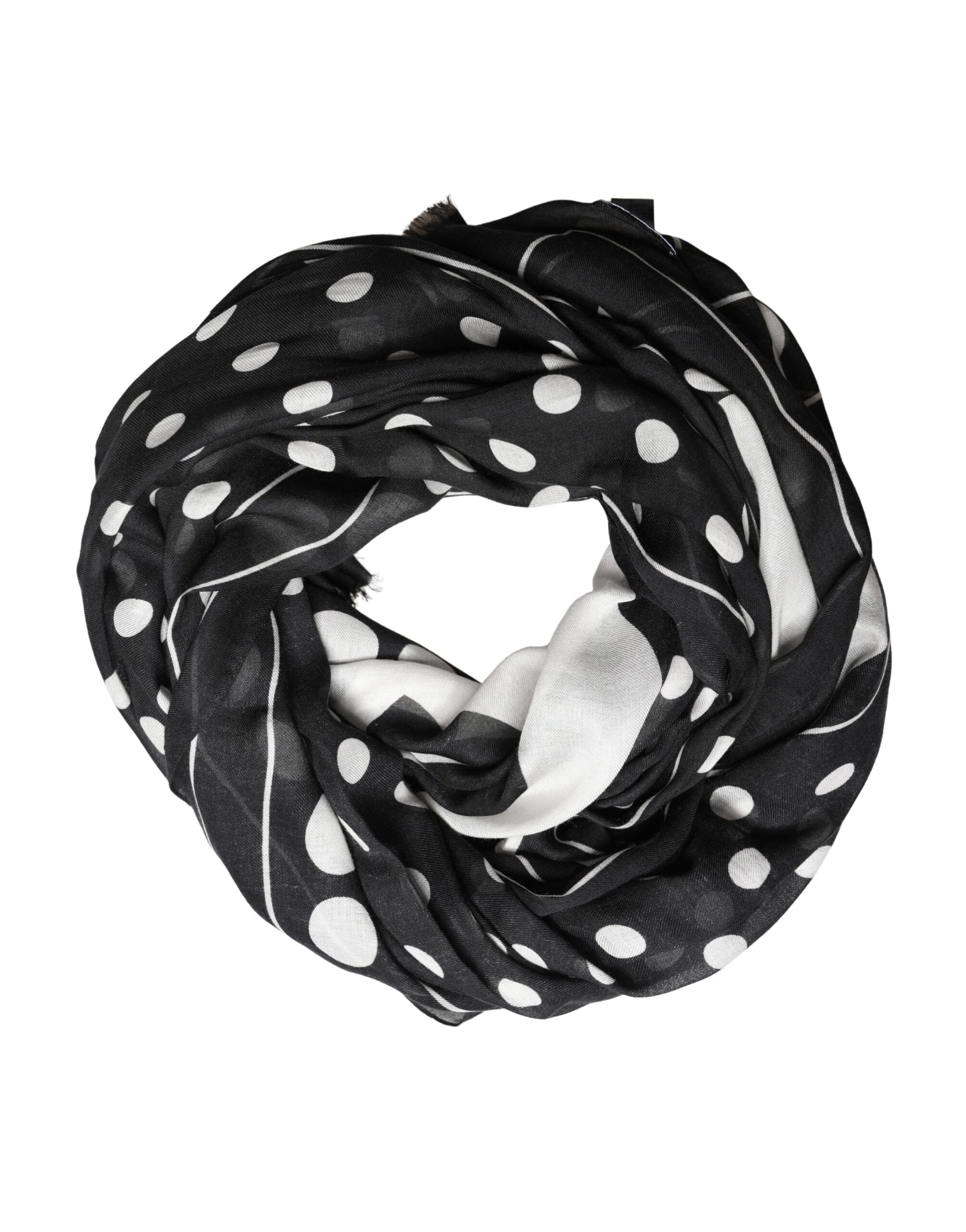 Écharpe châle logo Dolce & Gabbana pois noir et blanc 188cm x 116cm